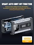 Sharmeal Car Battery Jump Starter 6000A, Jump Starter Battery Pack for All Gas and 10.0L Diesel, 12V Portable Jump Box with LED Light