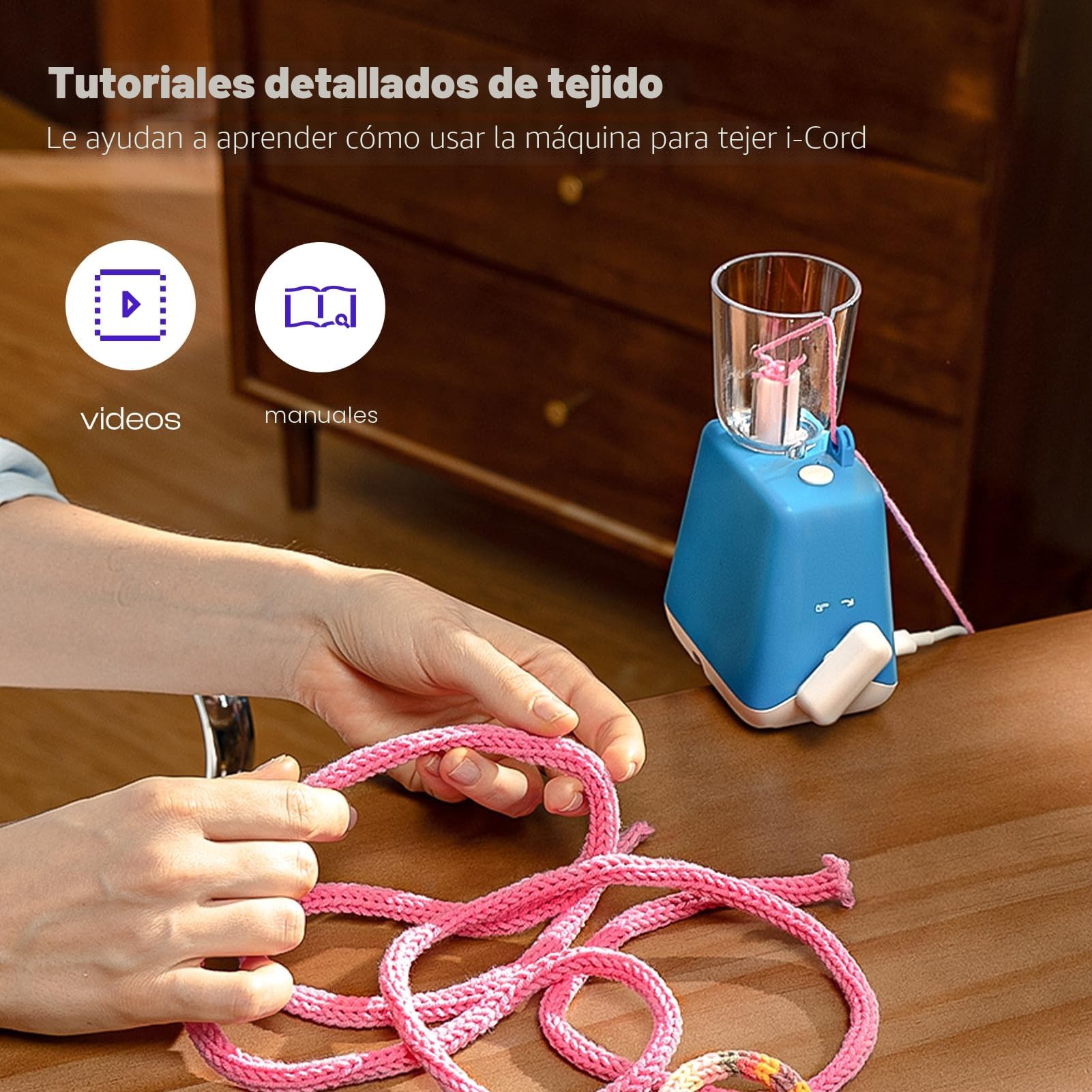 Caydo Tricotin Automatique, Machine de Tricotar Tejer, Eléctrico Máquina de Tejer, Mini Molino de Tejer, Herramienta de Tejer para el Hogar, DIY Máquina de Ganchillo para Adultos y Niños, Patente