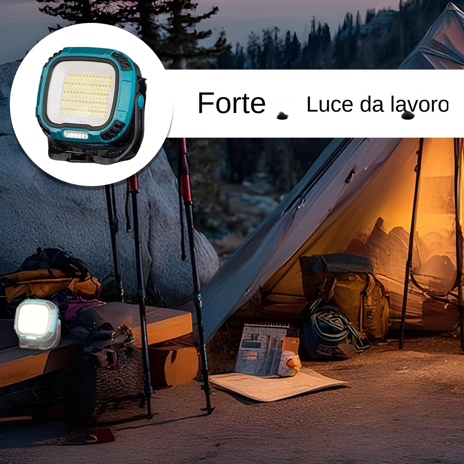 Generico Lampade Lavoro Ricaricabili Luce Campeggio Portatile