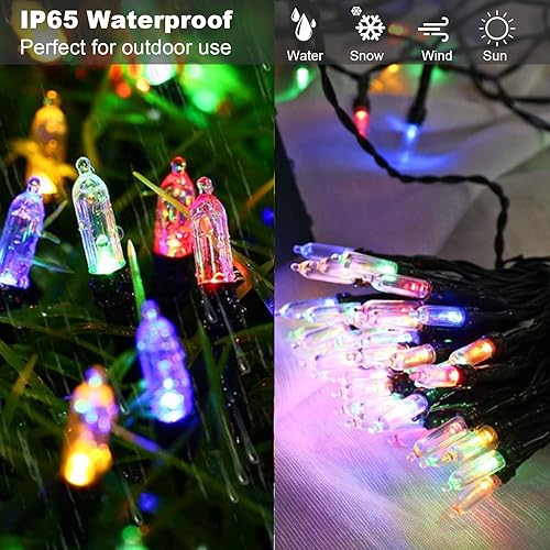 Miniatura 9 de Luces de Navidad Koxly funciona con baterías, 18 pies, 50 luces LED impermeables con temporizador remoto de 8 modos, decoración de jardín,