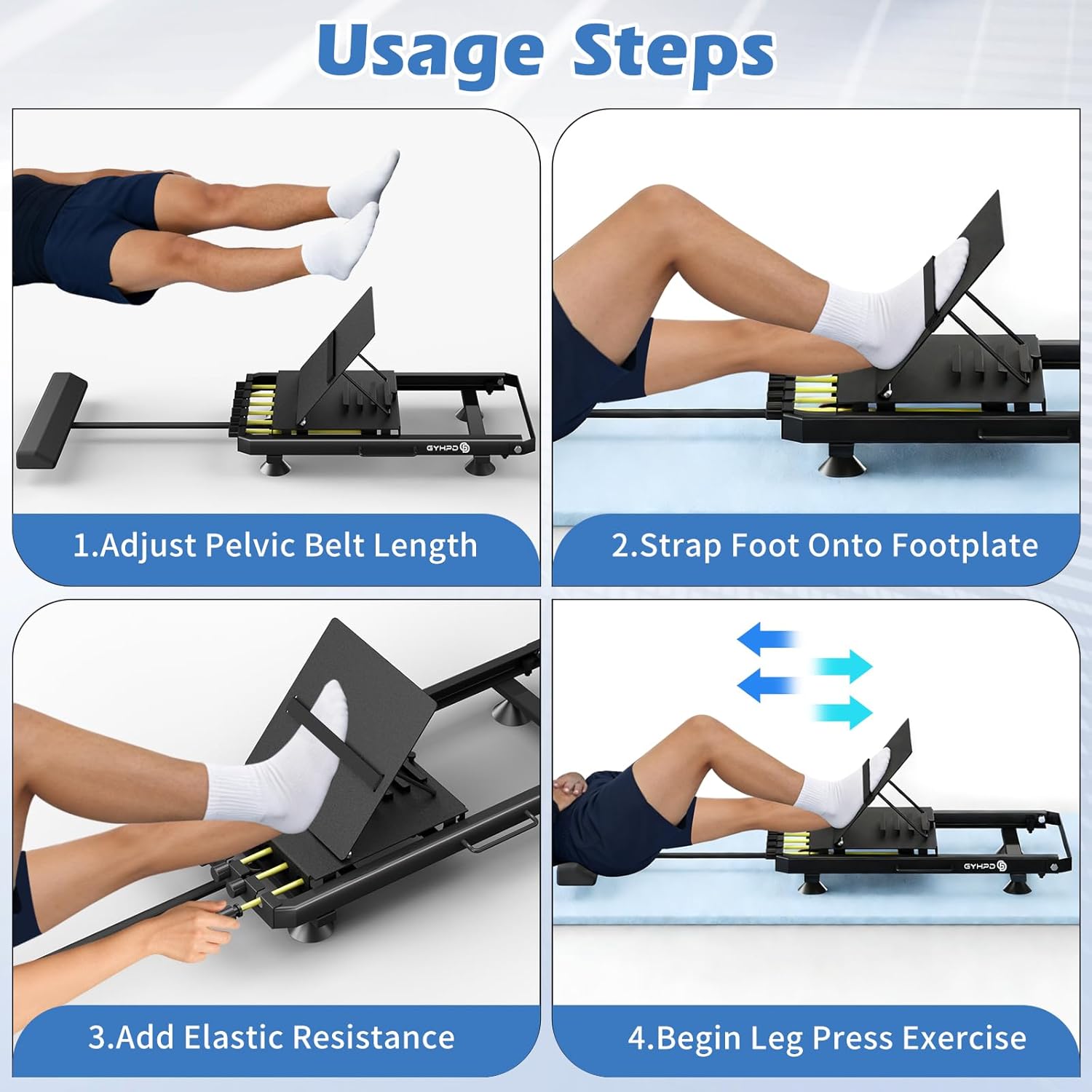 2026 New in-Bed Leg Press Machine for Rehab, Adjustable Low-Impact Leg Strength Trainer, Leg Exercise Equipment with Lumbar Pillow and 4 Bottom Suction Cups, 6 Resistance Levels up to 100 lb
