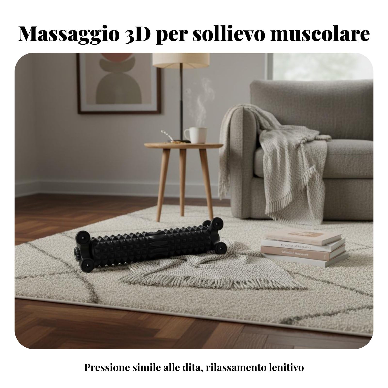 Foam Roller Rullo Massaggiatore Cilindro Fitness Supporto Stabile per Massaggio Profondo con Punti 3D Adatto a Recupero Muscolare Allungamento Allenamento a Casa, Ventosa Blu+Rosa Sfumato