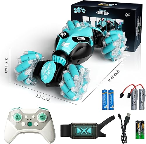 Miniatura 7 de Coche de control remoto, sensor de gestos RC Stunt Cars Juguetes para niños de 8, 9, 10, 11 y 12 años, 2.4GHz 4WD RC de doble cara 360 voltea