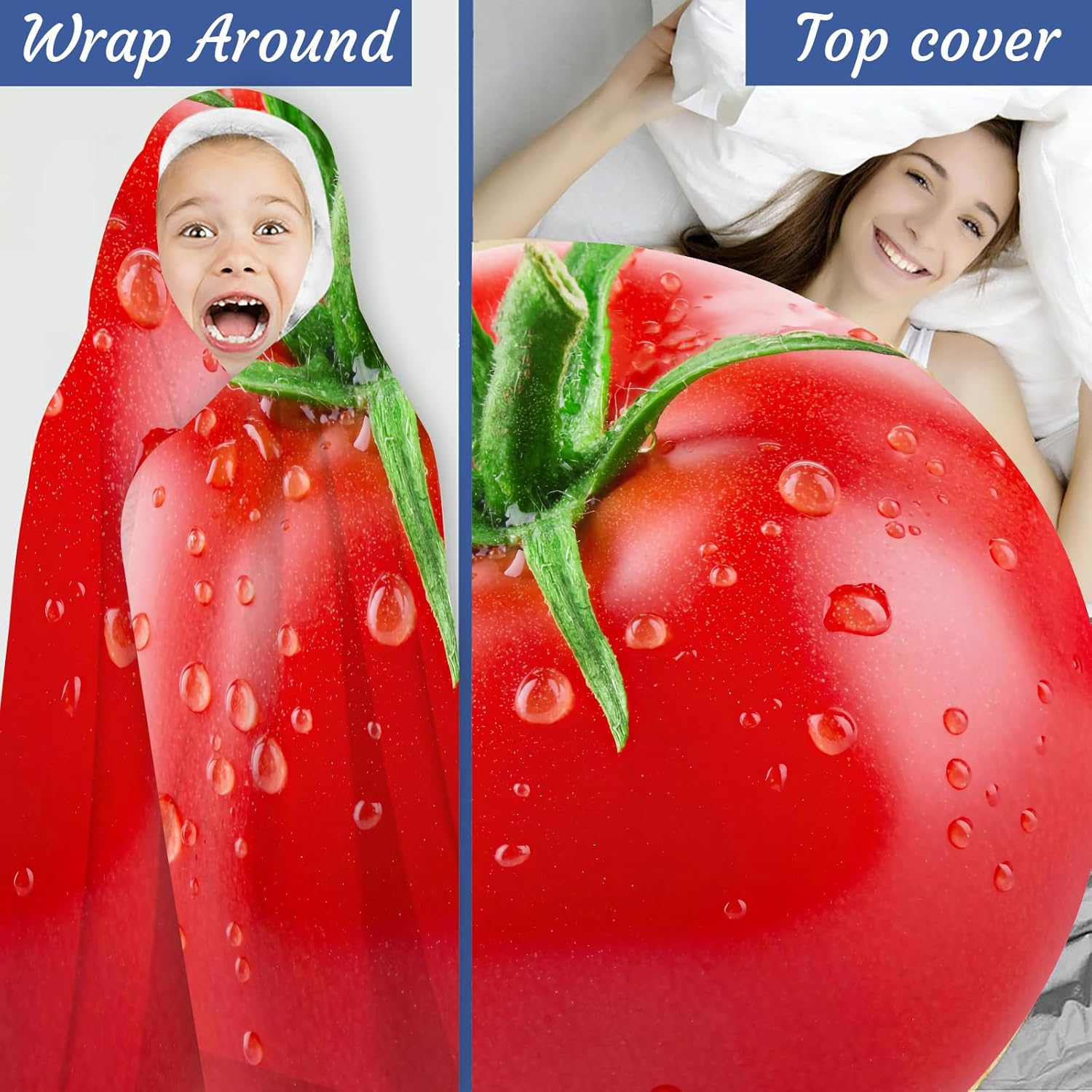 Tomato Blanket, Round Funny Food Blankets for Adult & Kids, Realistic Food Throw - 60 Inches - Image 2