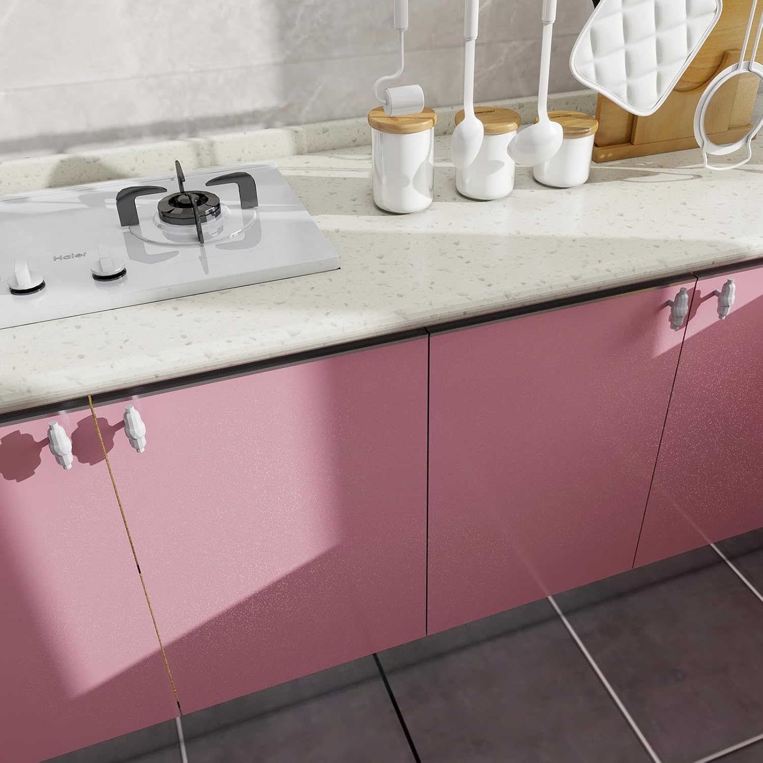 Amiya Pink Glossy Contact Paper Shiny Peel and Stick Wallpaper Self-Adhesive for Countertops, Furniture, Cabinets, Waterproof, Removable, Easy to Apply, Decorative Vinyl WrapA Set of15.7”X472”