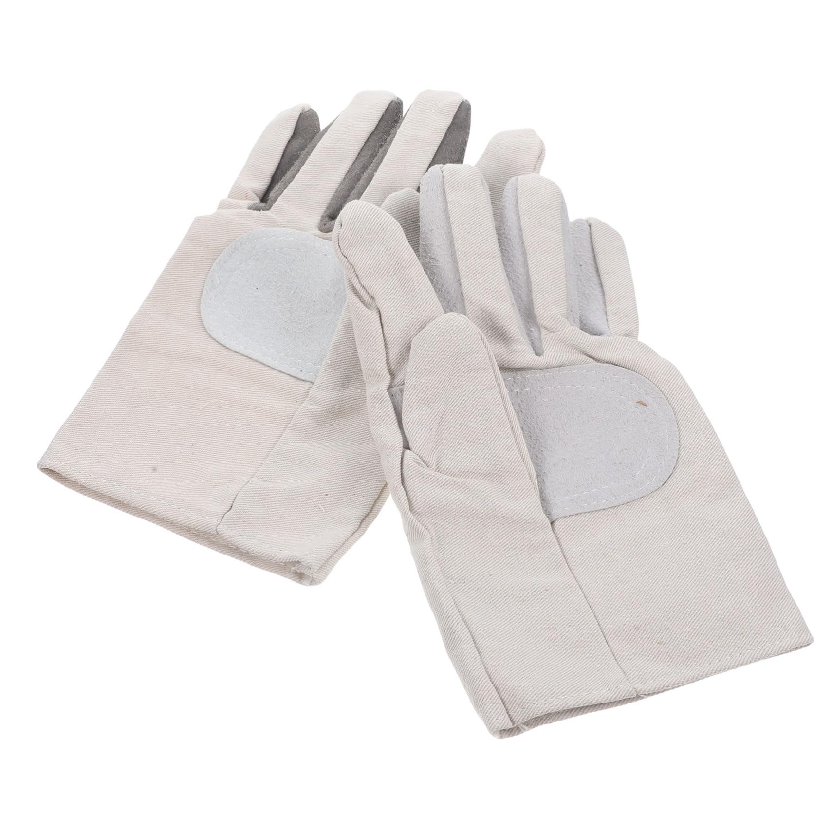 NULYLU Longevity Welding Gloves Canvas Cowhide Leather Heatproof Safety and Comfortable Work Gloves for Trades Random