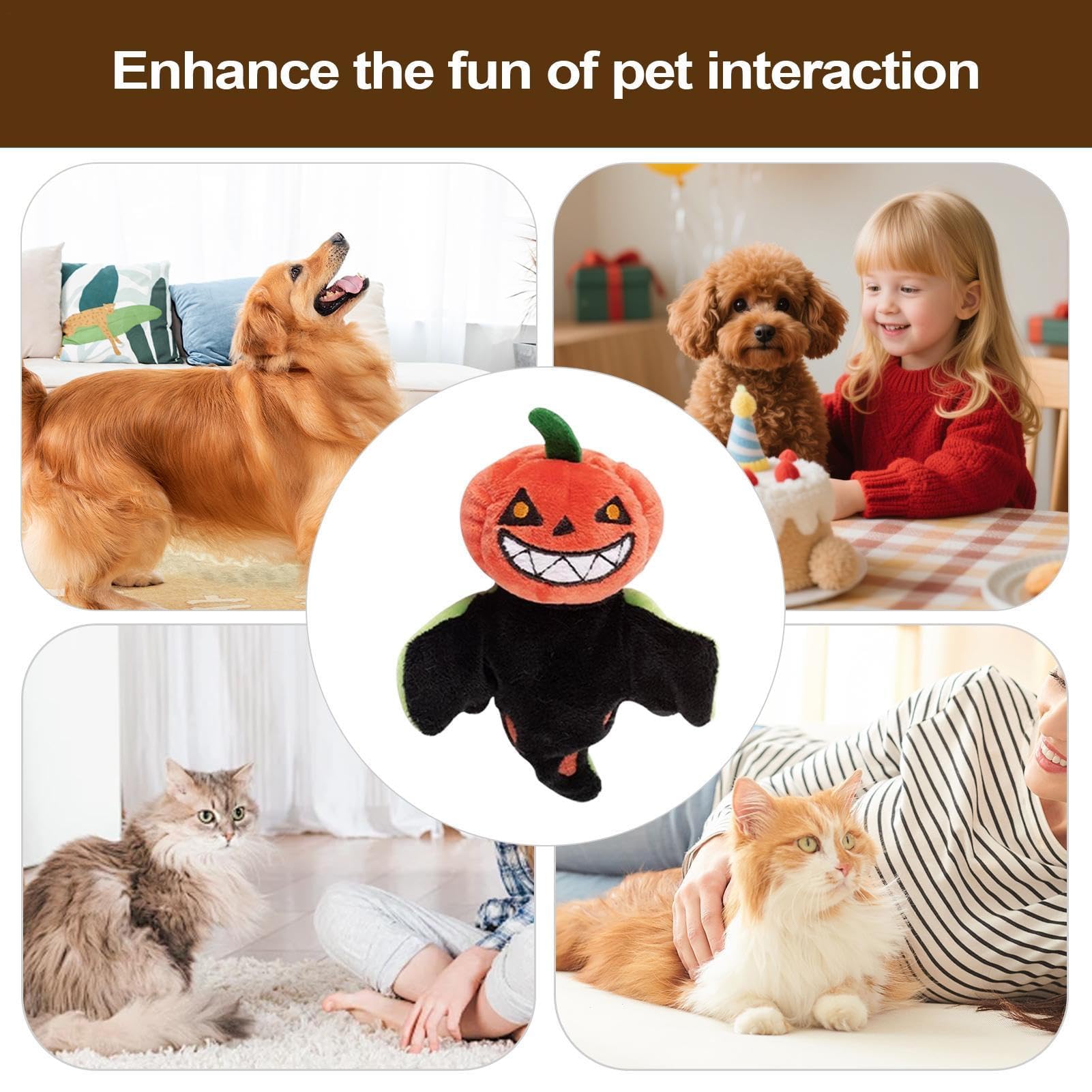 Katzenspielzeug, Simulieren Sie das Flügelschlaggeräusch Einer Halloween-Kürbispuppe for EIN Kätzchen(Pumpkin Head)