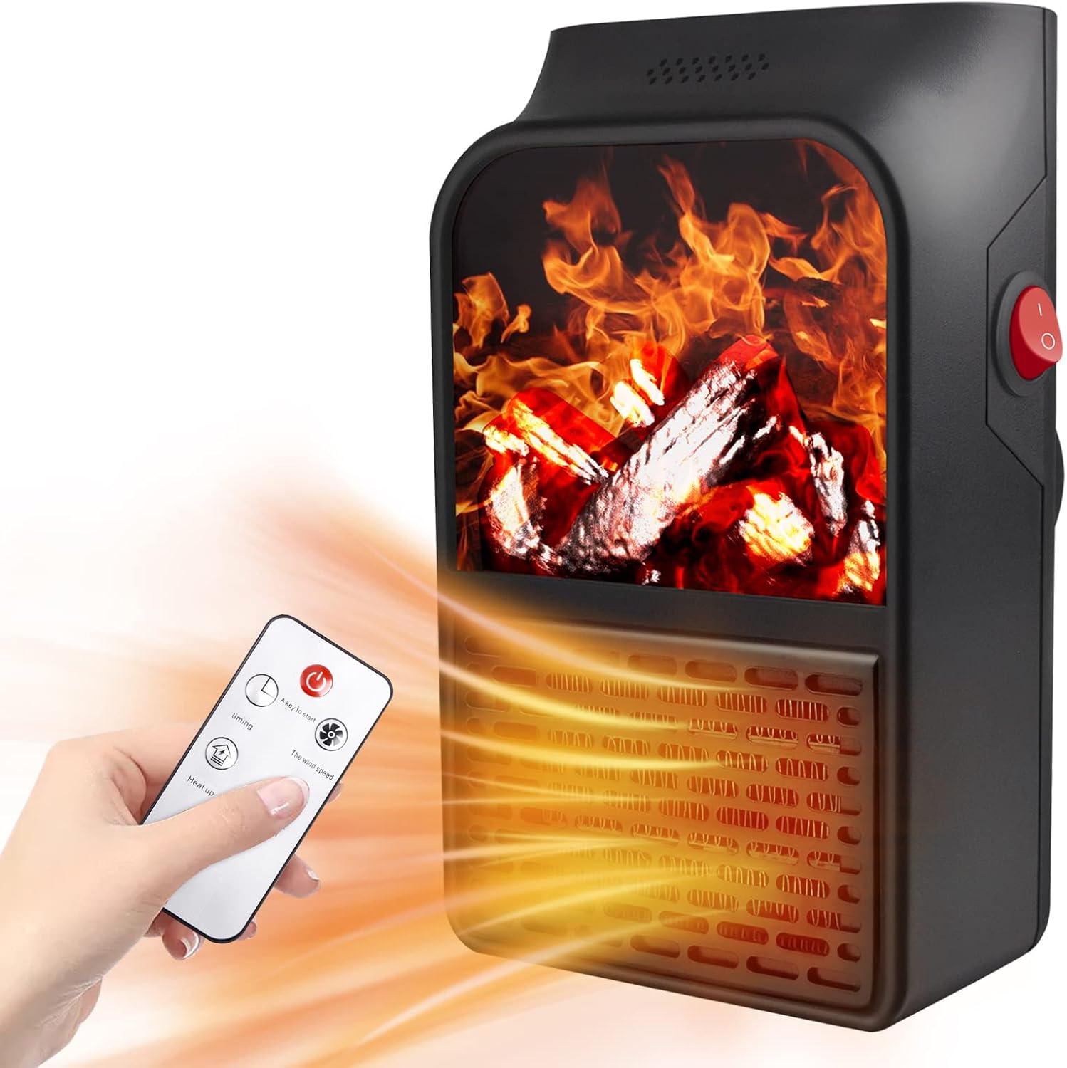 Swetup Small Electric Heater, Plug in Heater Flame Effect, Ceramic