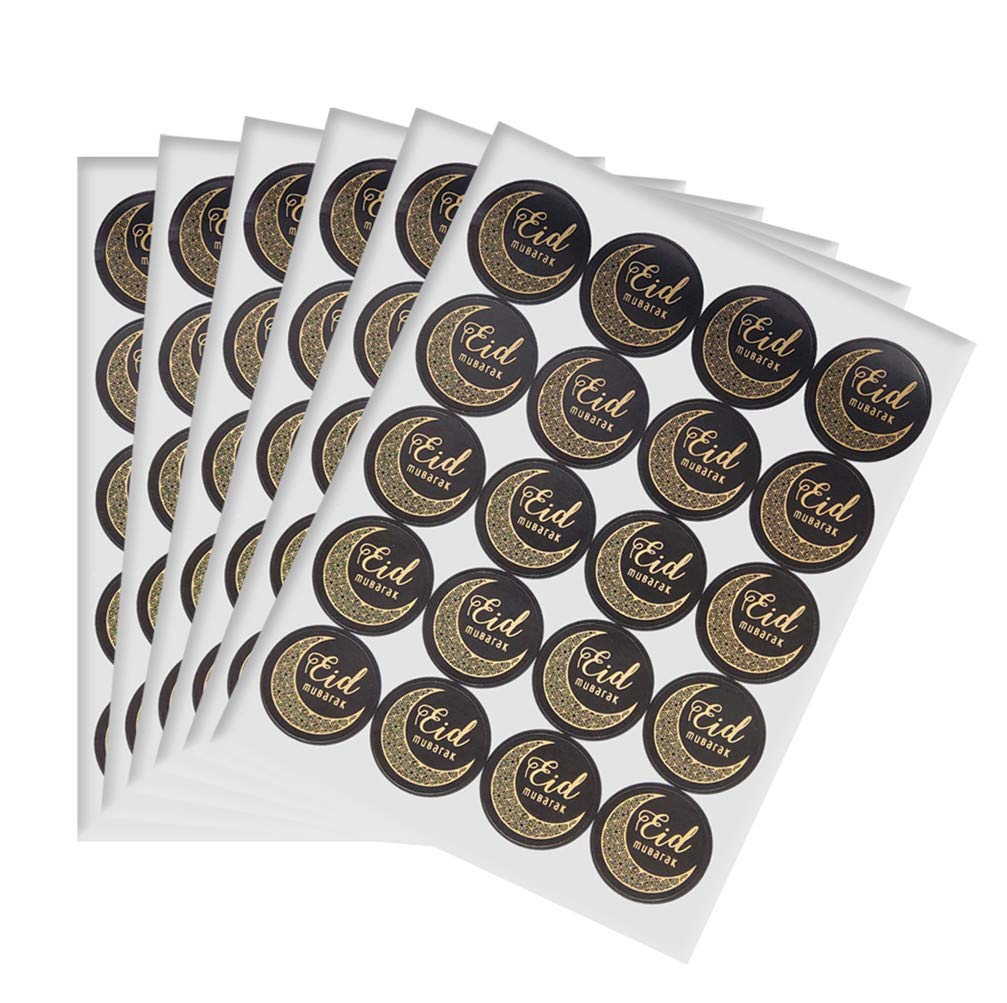 Eid Mubarak Stickers,Islamic Muslim Decoration Ramadan Decoration Supplies (Black 100 pcs)