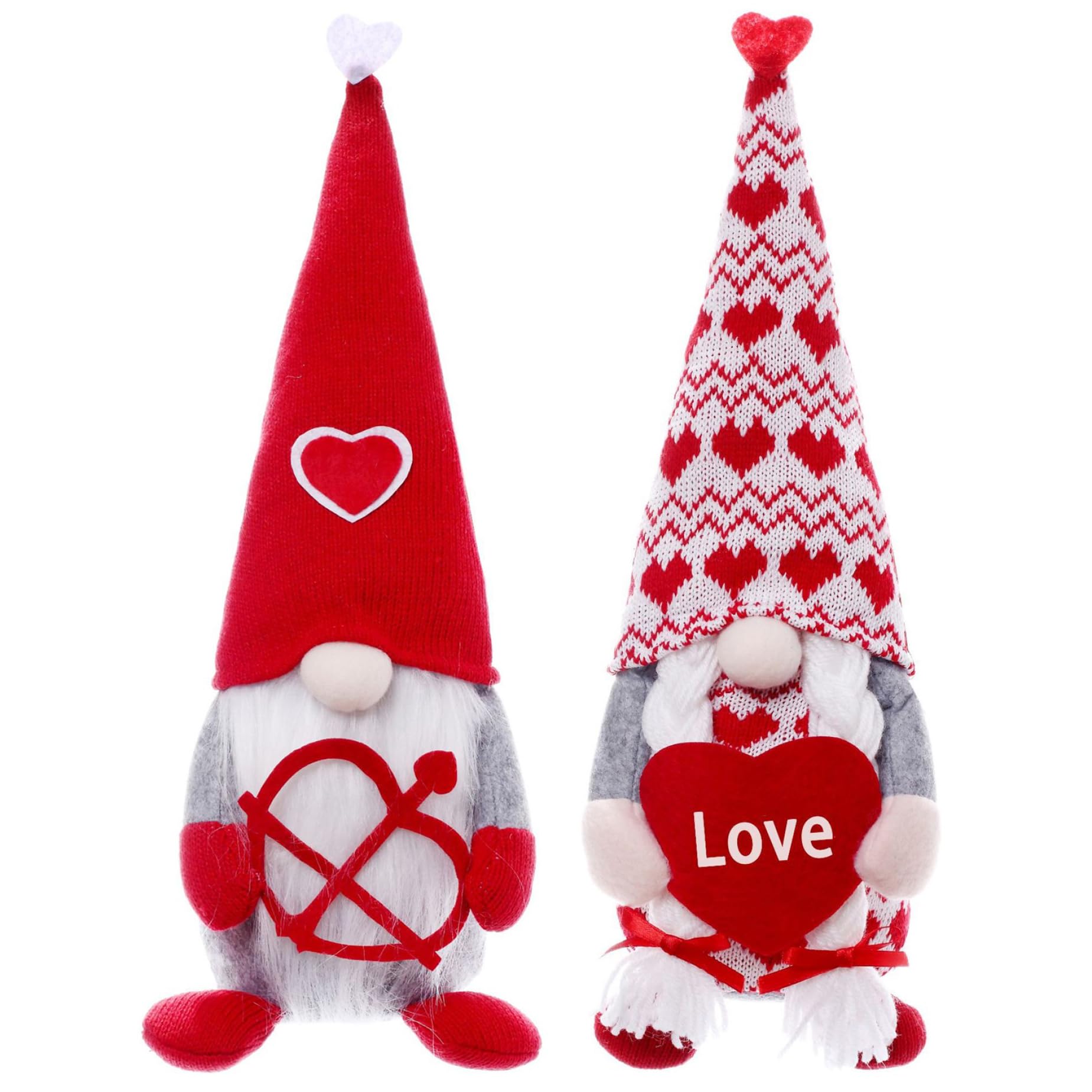 Gnomes en peluche de la Saint-Valentin avec finitions soignées nœud de Cupidon