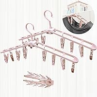 Vista 9 de Perchas plegables de viaje para camisas, calcetines y ropa con clips, pantalones cortos de plástico plegables, faldas y pantalones, perchas