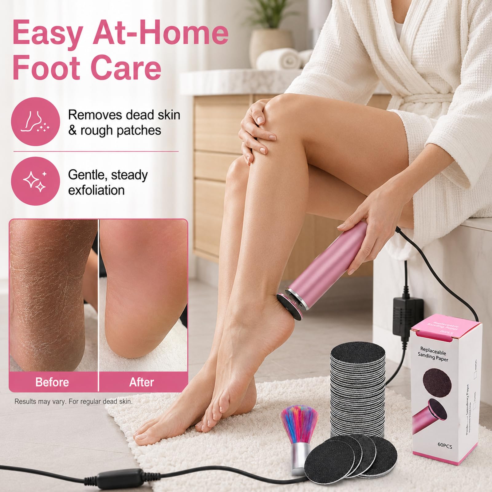 Ponceuse Pieds Électrique Mielle Honey Glow Pied, 4 Pièces, Vitesses Réglables pour Femmes et Hommes