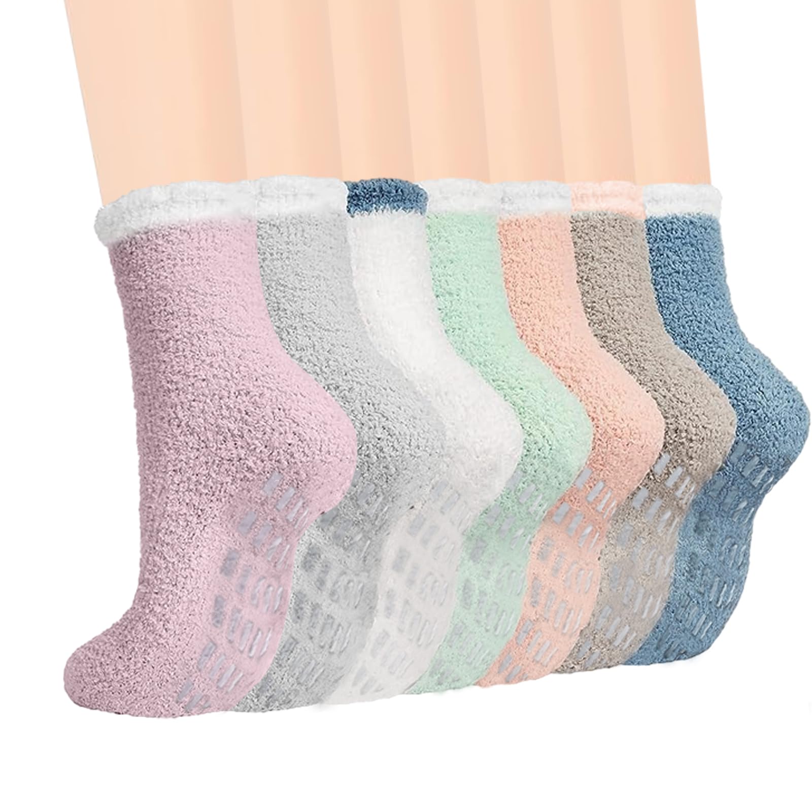 Fluffy Socks Womens Grip Socks Non Slip Socks Slipper Socks Hospital Socks with Grips Warm Cosy Gripper Slipper Socks Fuzzy Socks Thick Winter Socks Gifts for Women Ladies Teenage Girls 7 Colours