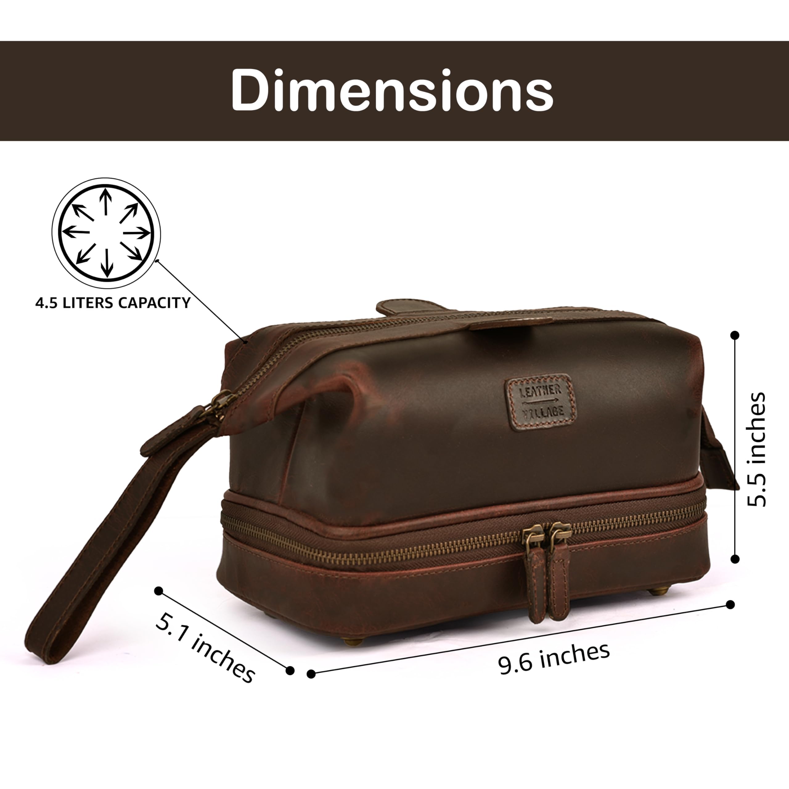 LEATHER VILLAGE DOPP-KIT-BAG-4-EXPANDBLE, Cereza, Neceser colgante de cuero