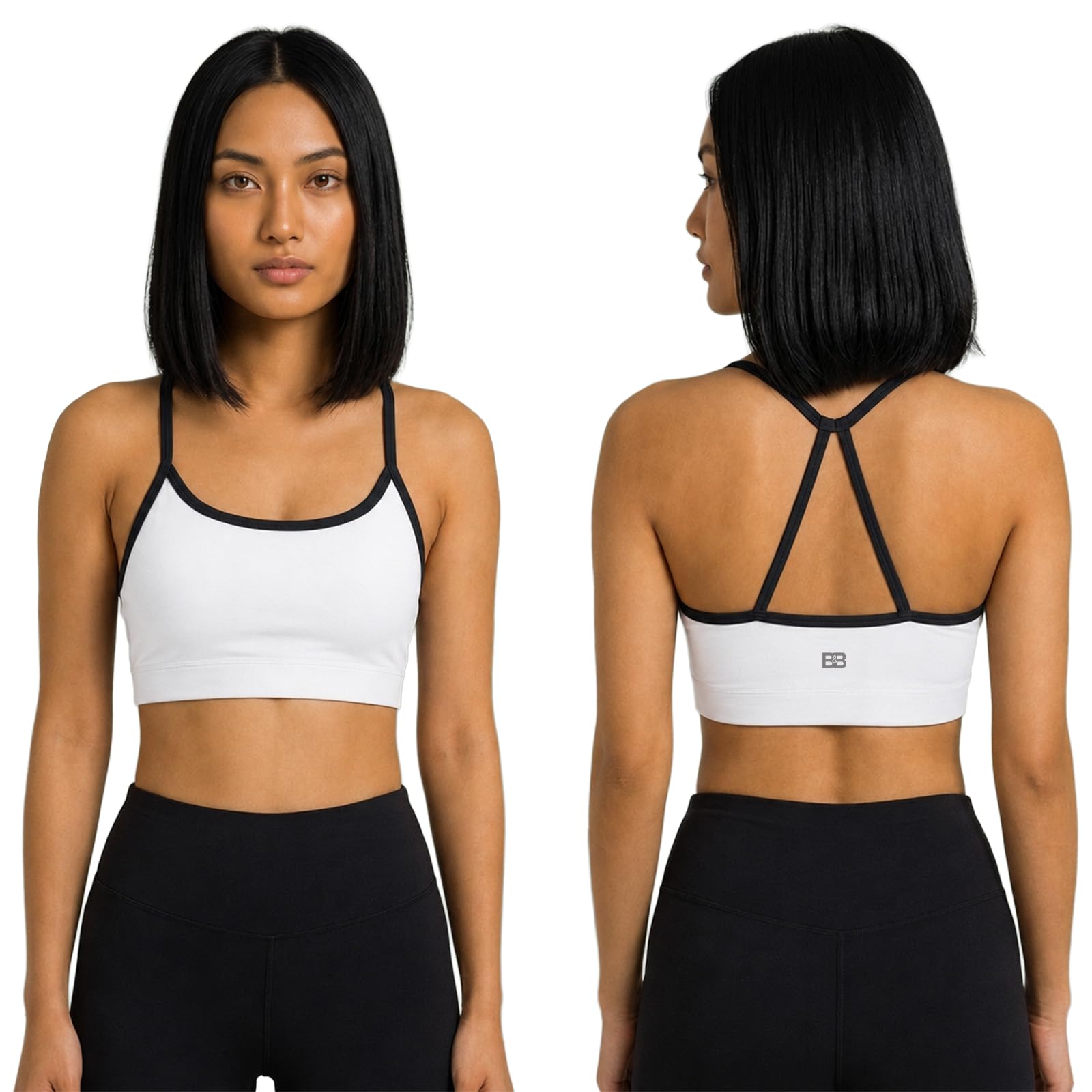 Women’s Strappy Back Wireless Bra Top – Non-Padded Everyday Bralette with Contrast Piping White-image-25