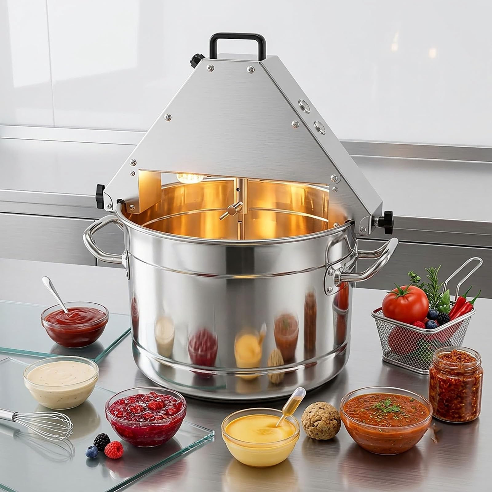 WEIMILOR Automatic Food Mixer Stand Mixer, Commercial Food Mixer, With Stirring Paddle, Auxiliary Fan, Light, For Making Jam, Sauce, Filling, Seasoning Bottom Soup Sauce Stirre