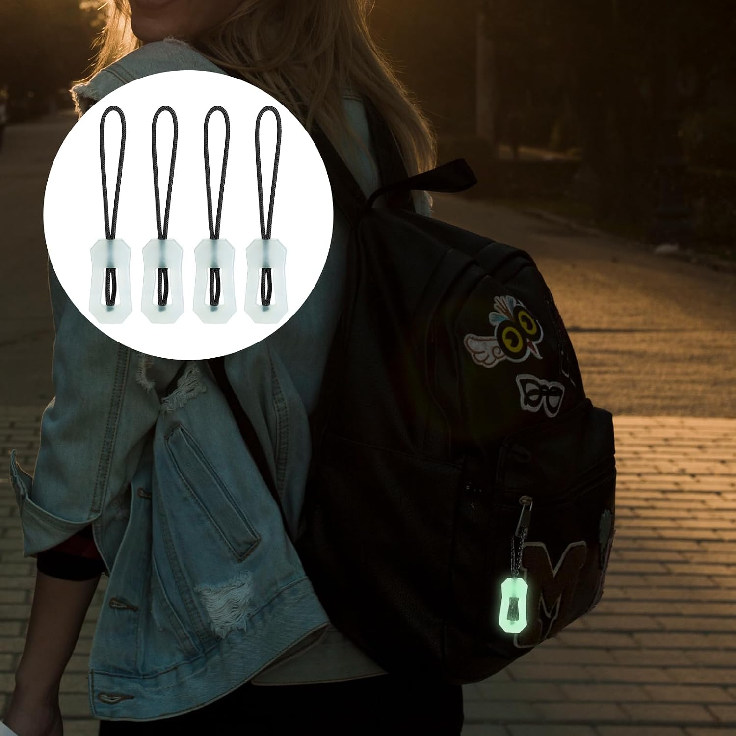 20 Pcs Self Luminous Backpack Zipper Pulls, Glow in the Dark Zipper Pulls Luggage Zippers Pull Head for Outdoor Mountaineering Camping Jackets Handbags