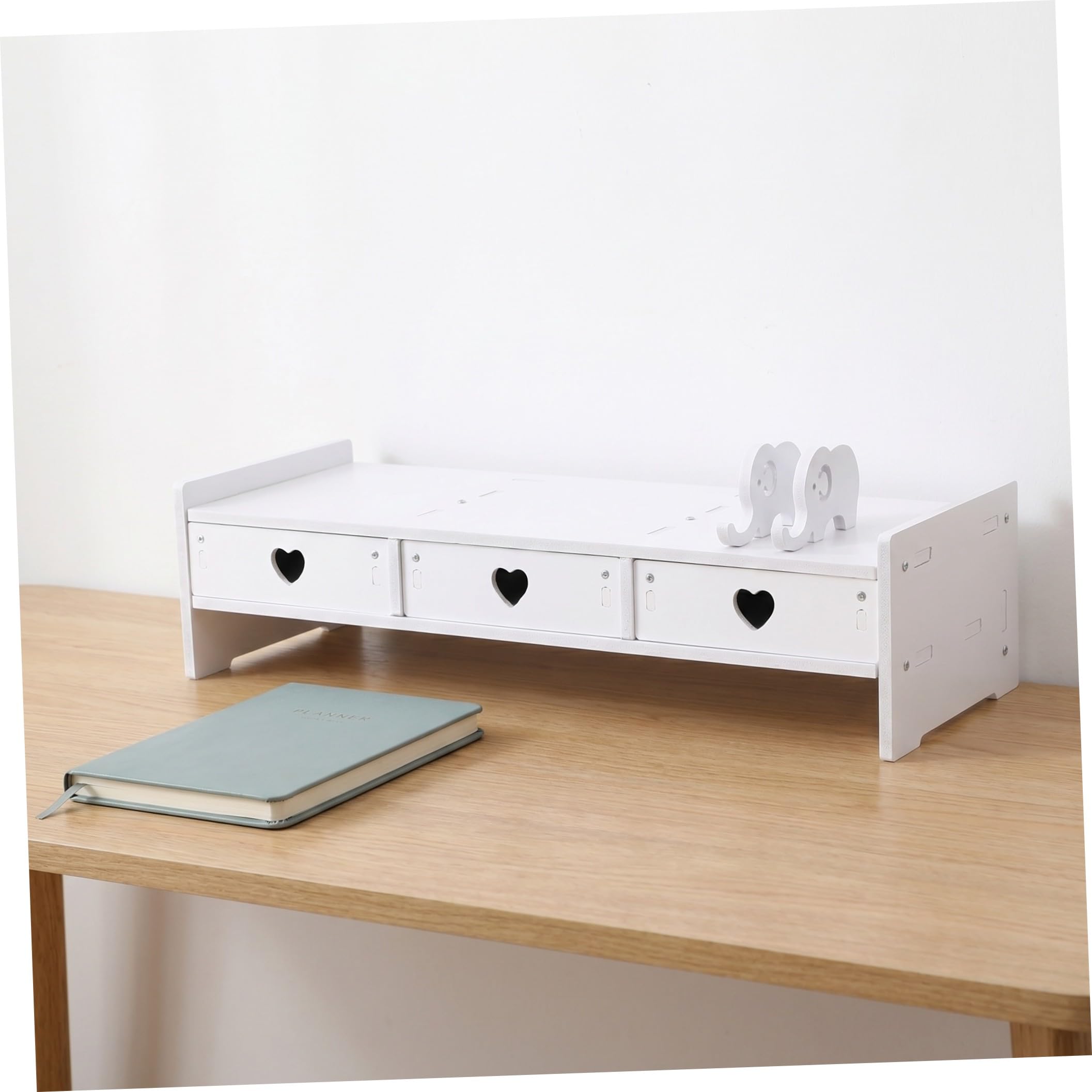 PRETYZOOM Supporto Monitor Cassetti Bianco in Pvc, Rialzo Scrivania