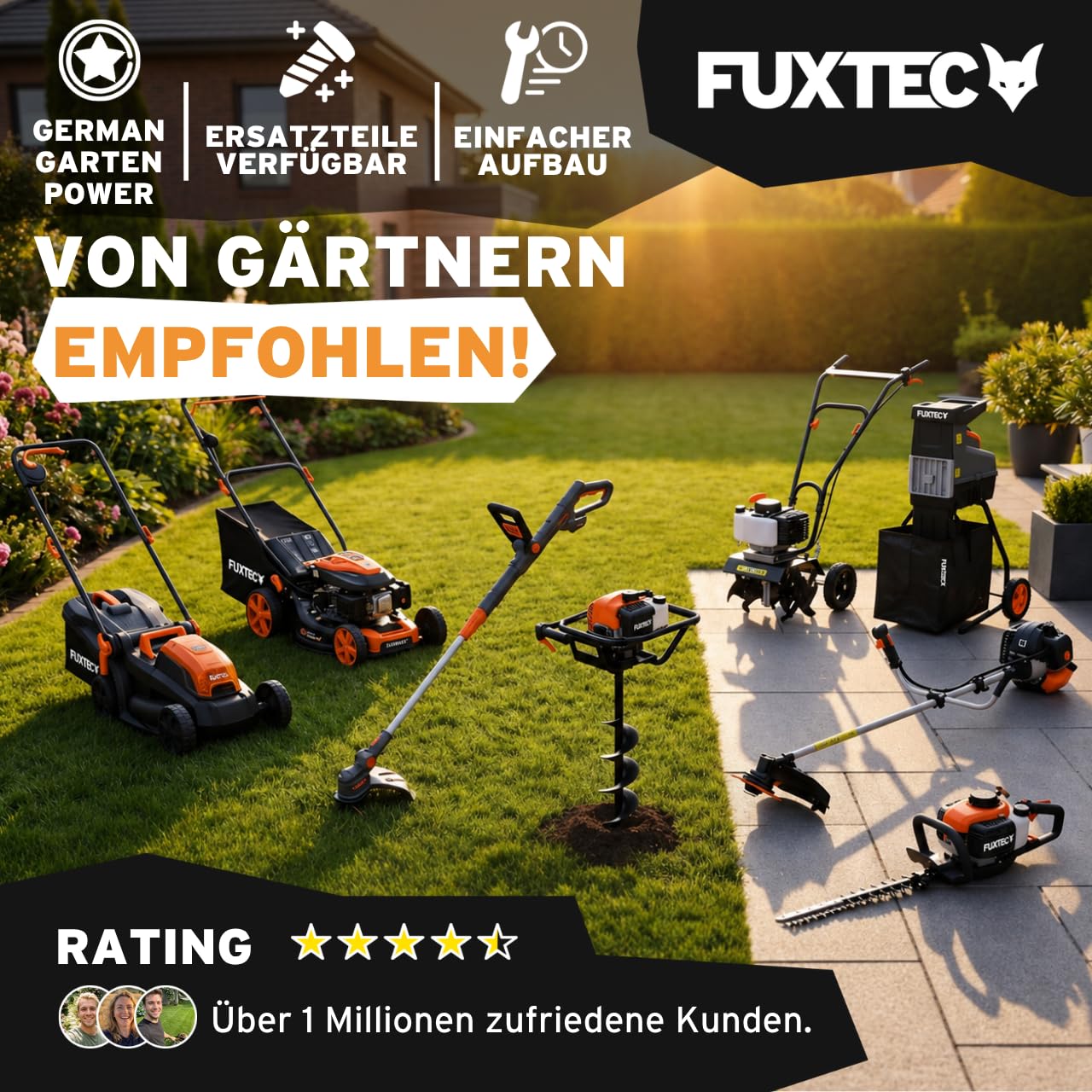 FUXTEC 3in1 Multitool FX-E2MTSET • 40V • Akku Motorsense mit Kettensägen Aufsatz & Heckenschere • Grastrimmer • Freischneider mit Schnellkupplung • Kombigerät