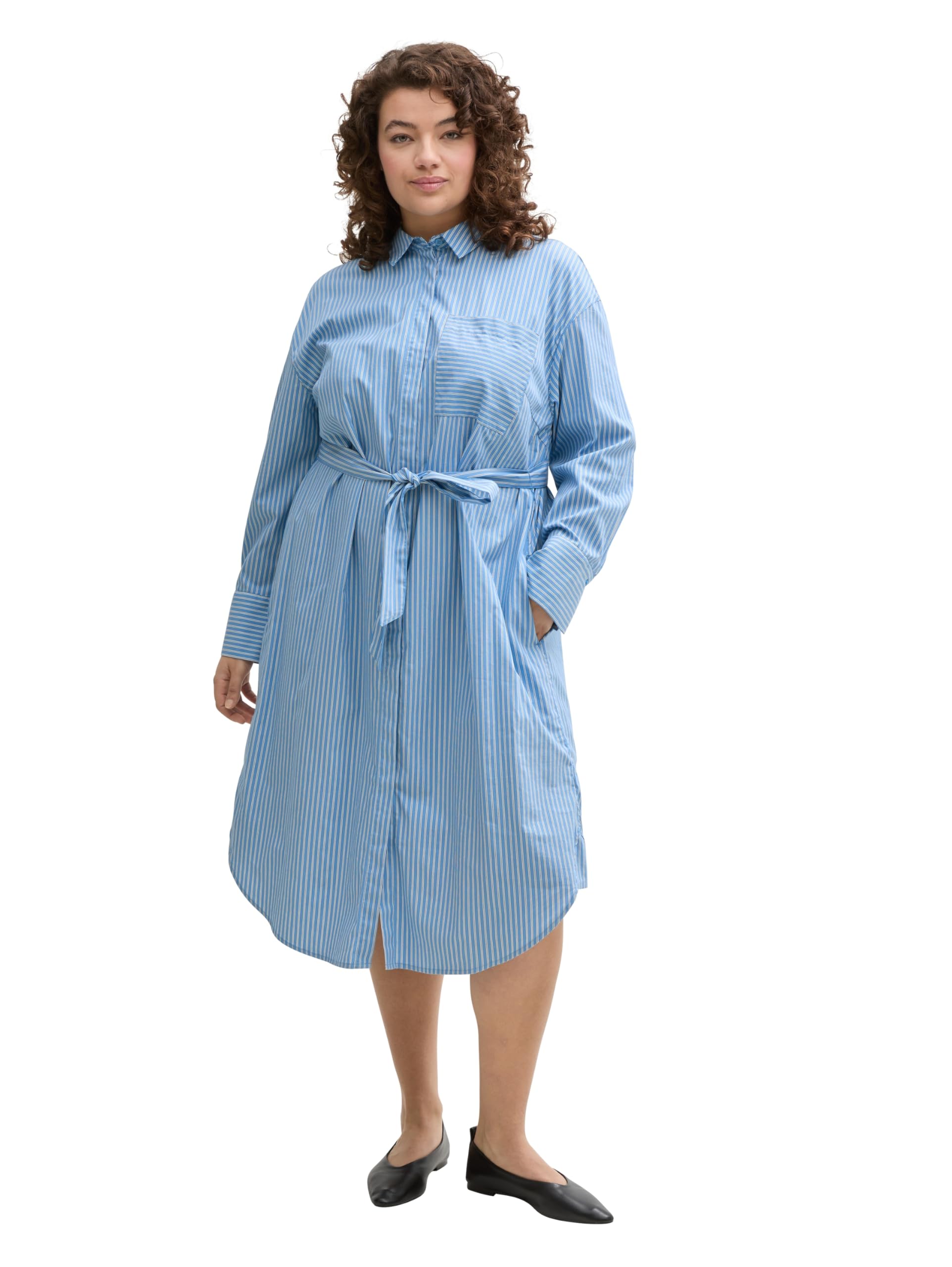 TOM TAILOR Plussize sukienka damska, 30198 - Blue White Thin Stripe, 46