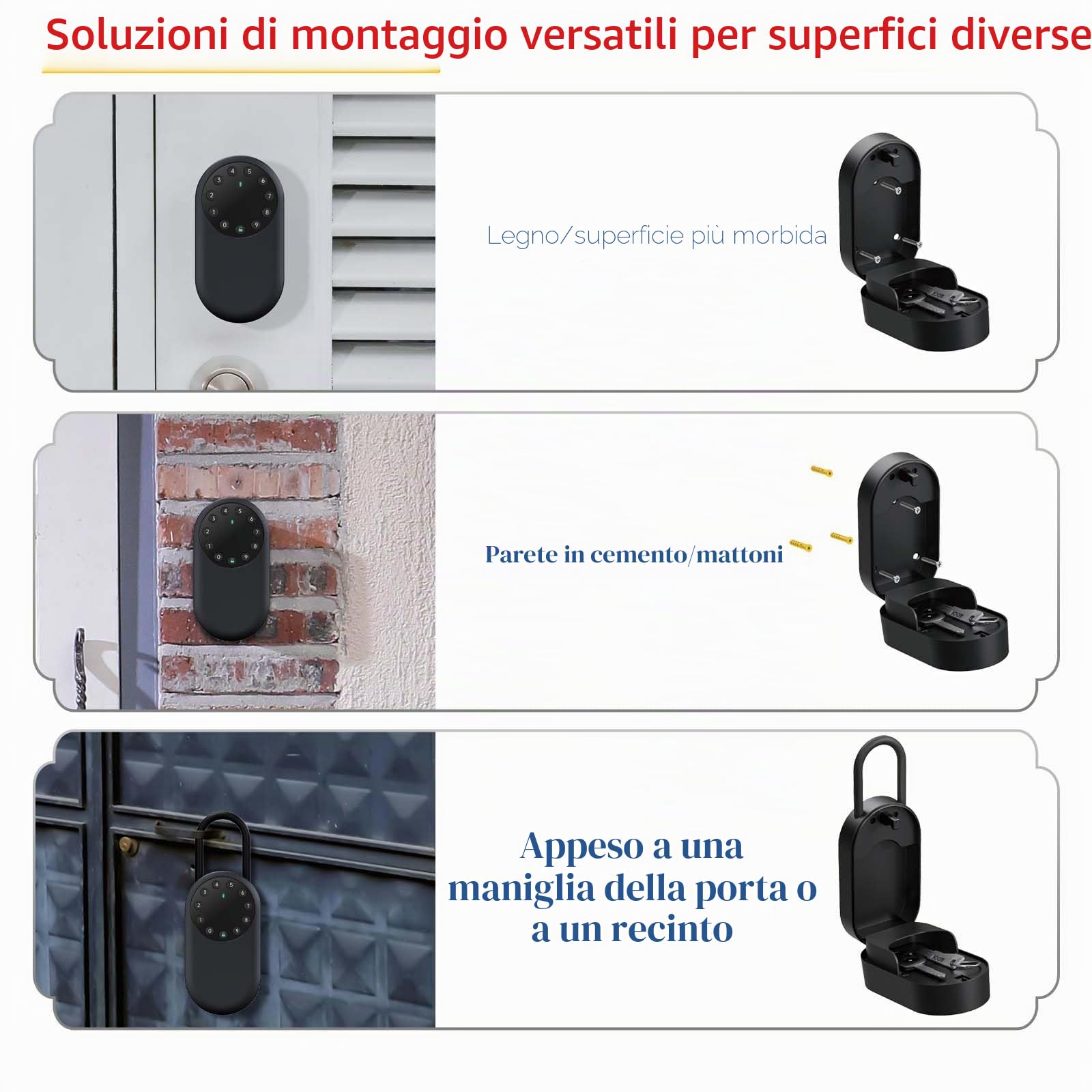 SEPOX Smart Key Lockbox, cassetta di sicurezza portatile e da parete per esterni, con Bluetooth e controllo tramite app, in alluminio resistente alle intemperie, gancio rimovibile, per Airbnb, ufficio