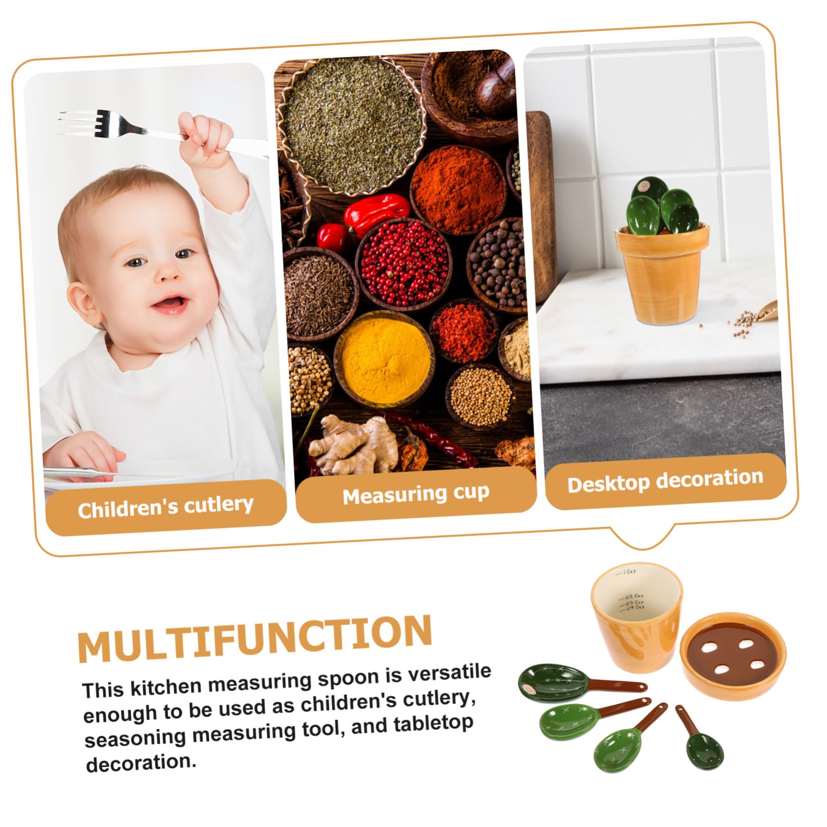 Garneck Cucharas Medidoras de con Base Graduada Forma de Cactus para Ingredientes Secos y Líquidos para Repostería y Café Diseño Ergonómico Fácil de Limpiar