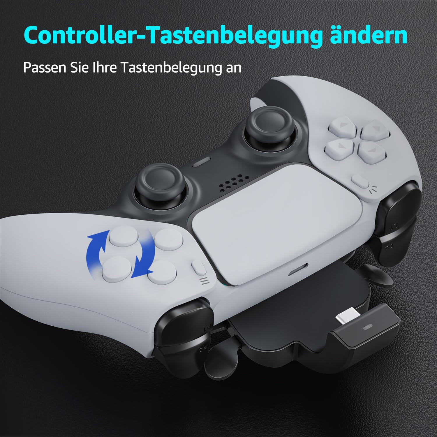 IWGAME Paddles-Zubehör für PS-5 Controller, 4 programmierbare Rückseitentasten mit Remap/Combo/Turbo/Tastenvertauschungsfunktion, Verkabelt Plug & Play, Kompatibel mit PS-5/PC/Mac(2,2 m USB-Kabel)