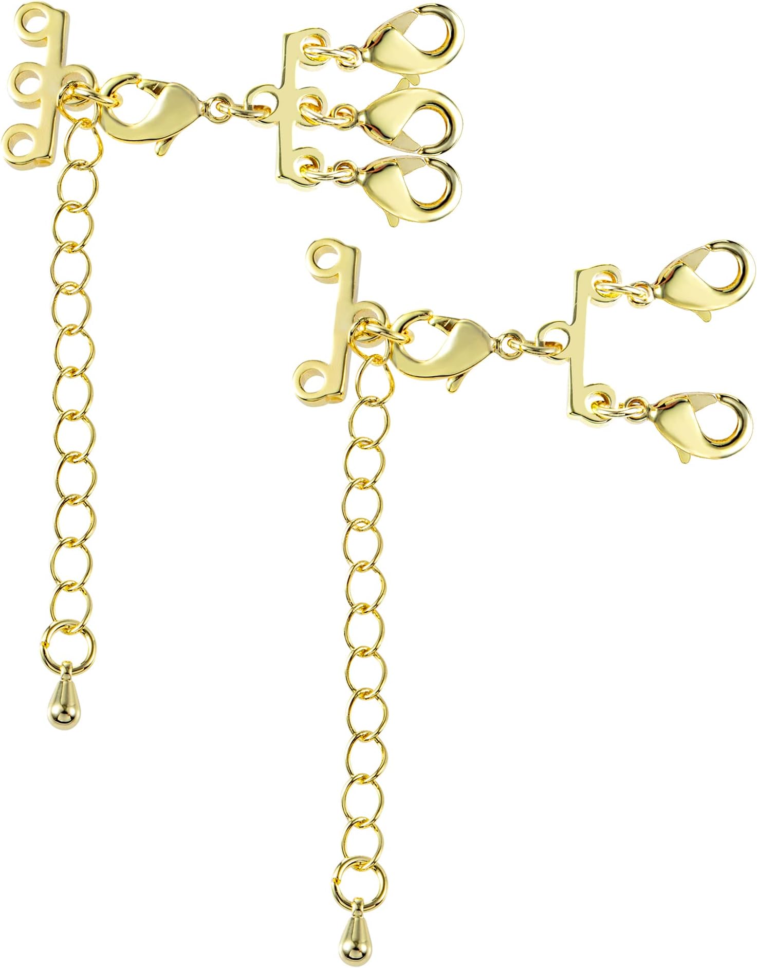 ALEXCRAFTGold Necklace Layering Clasps, Multi Strands Tube Lock Necklaces Clasps Separator, 14K Goldplated Necklace Bracelet Layering Clasps