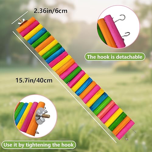 Miniatura 2 de 2 piezas de puente colorido para hámster, escalera flexible para escalar, escaleras, juguete masticable para pájaros, loros, ardillas, planeadores,