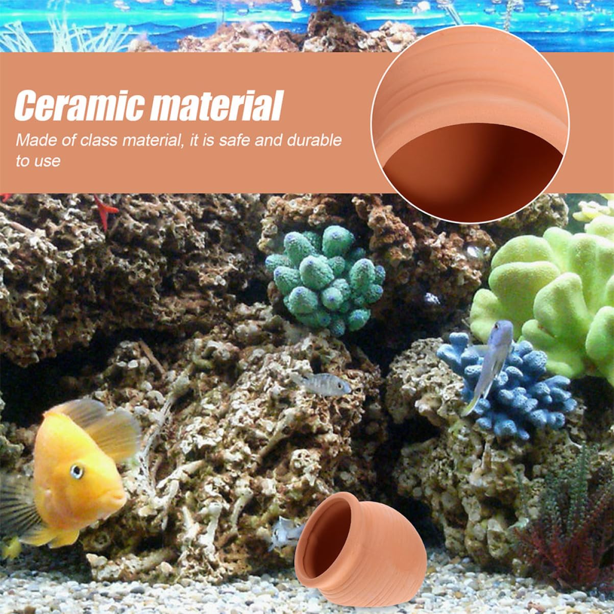 POPETPOP 5 Piezas Peces De Cerámica De Acuario Adornos De Escondite De Acuario Adornos De Paisajismo para Acuarios Rosario Vasijas De Barro para Acuario Kit De Terrario Pescado En Olla