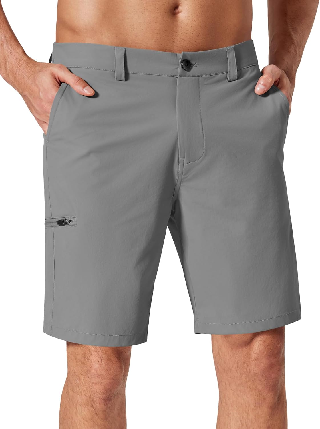 COOFANDY Mens Casual Golf Shorts 9" Stretch Lightweight Quick Dry Summer Hiking Travel Shorts with Zipper Pockets