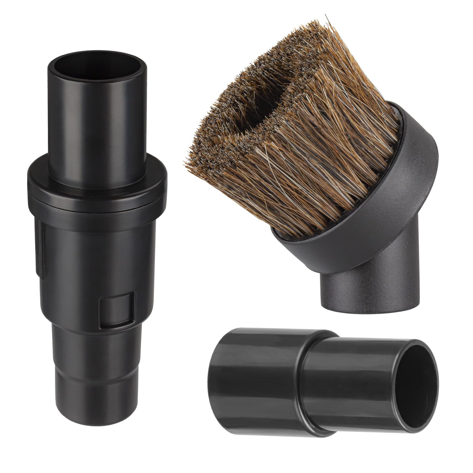 3Pcs 39mm Soft Horsehair Vacuum Brush Attachments with 2 Vacuum Hose Adapter for Shark Vacuum Attachments and Miele Vacuum Attachments and for Most