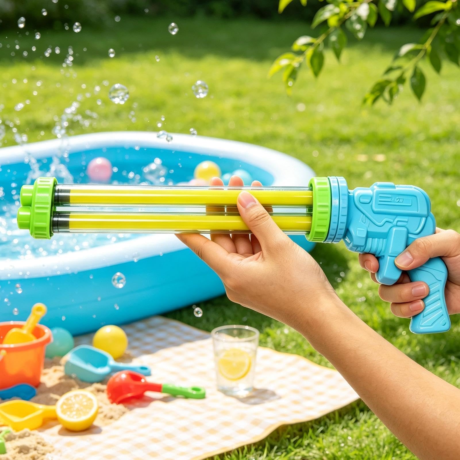 Spruzzatore D'Acqua Per Bambini Giocattolo Da Festa Multi-Tubo Estraibile | Giocattolo Spruzza Acqua Da Esterno Per Adulti Feste Campeggio Giardino Retro Compleanni Gite Al Lago Prato Cortile
