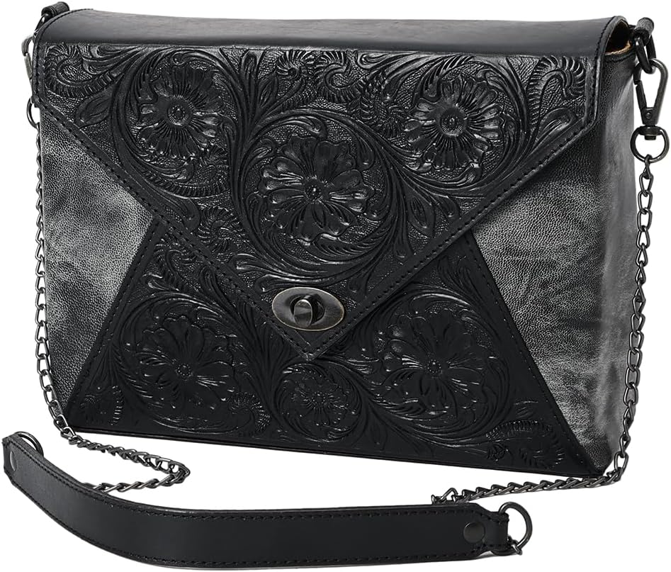 American Darling Envelope Hand Tooled Hair-On Genuine Leather Women Bag Western Handbag Purse | for