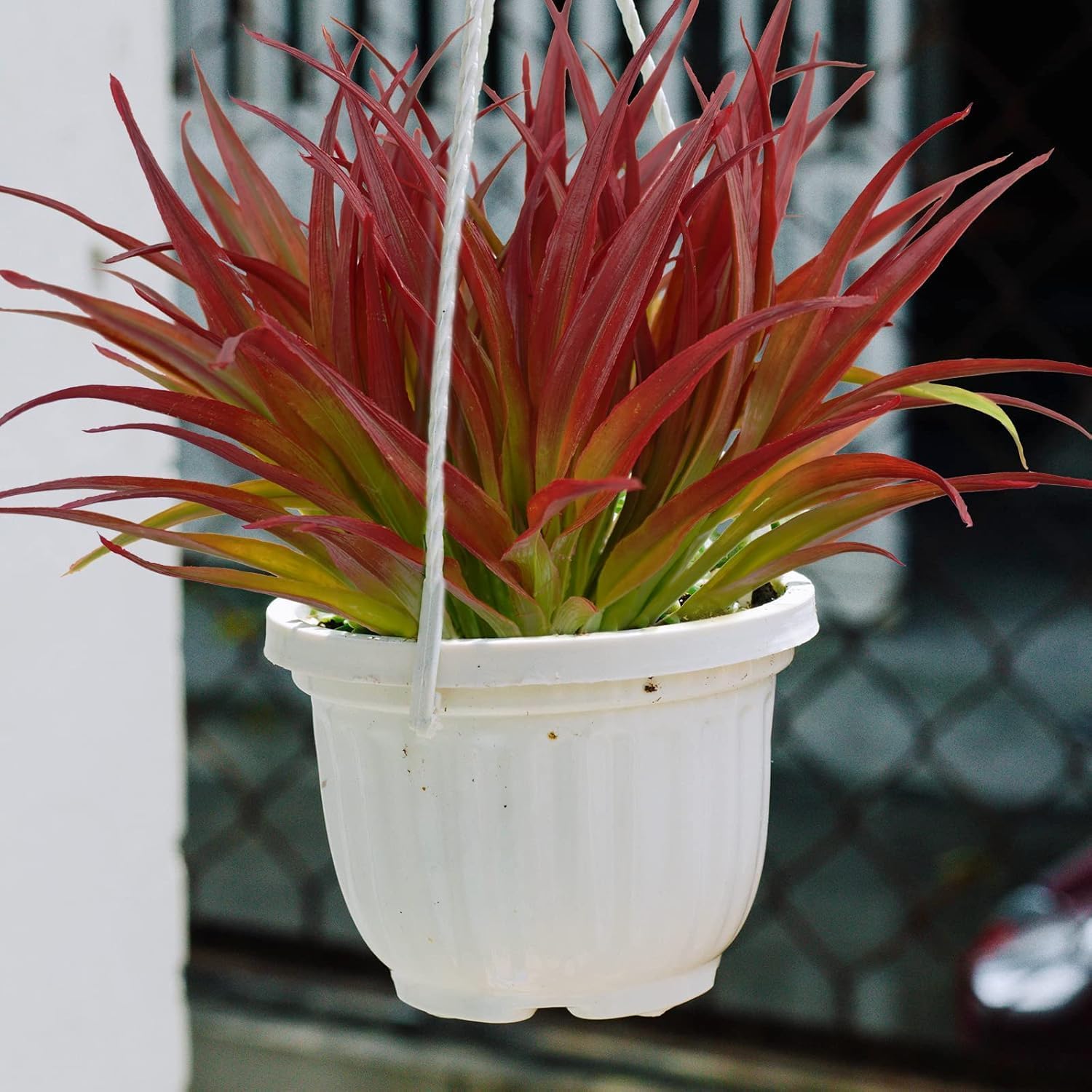 32Pcs Artificial Grass Fake Plants 17.3in Outdoor Plants UV Resistant Greenery Stems Fake Grass for Home Window Garden Office Patio Pathway Front Porch Décor Light Green & Red - Image 6