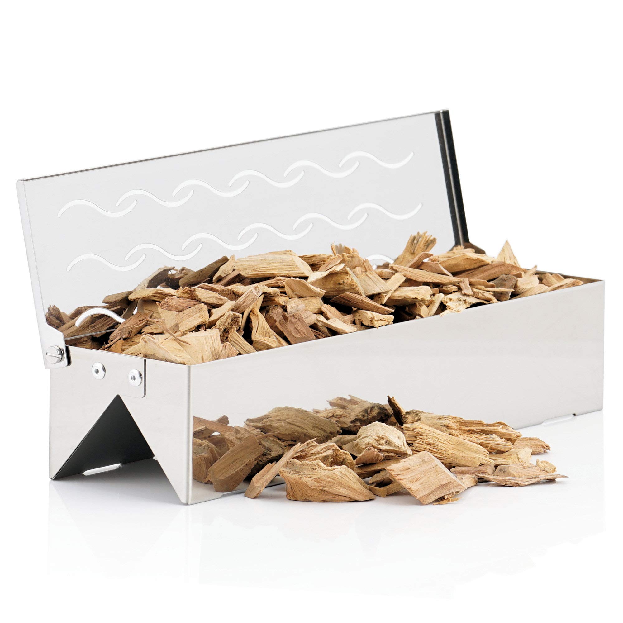 BBQ-Toro Edelstahl Räucherbox "Triangle" | 31 x 8,5 x 6,5 cm | Aromabox für Gasgrill, Holzkohlegrill, Elektrogrill | Räucherschale, Smoke Box, Grill Smoker Box, Räucherkasten Gasgrill