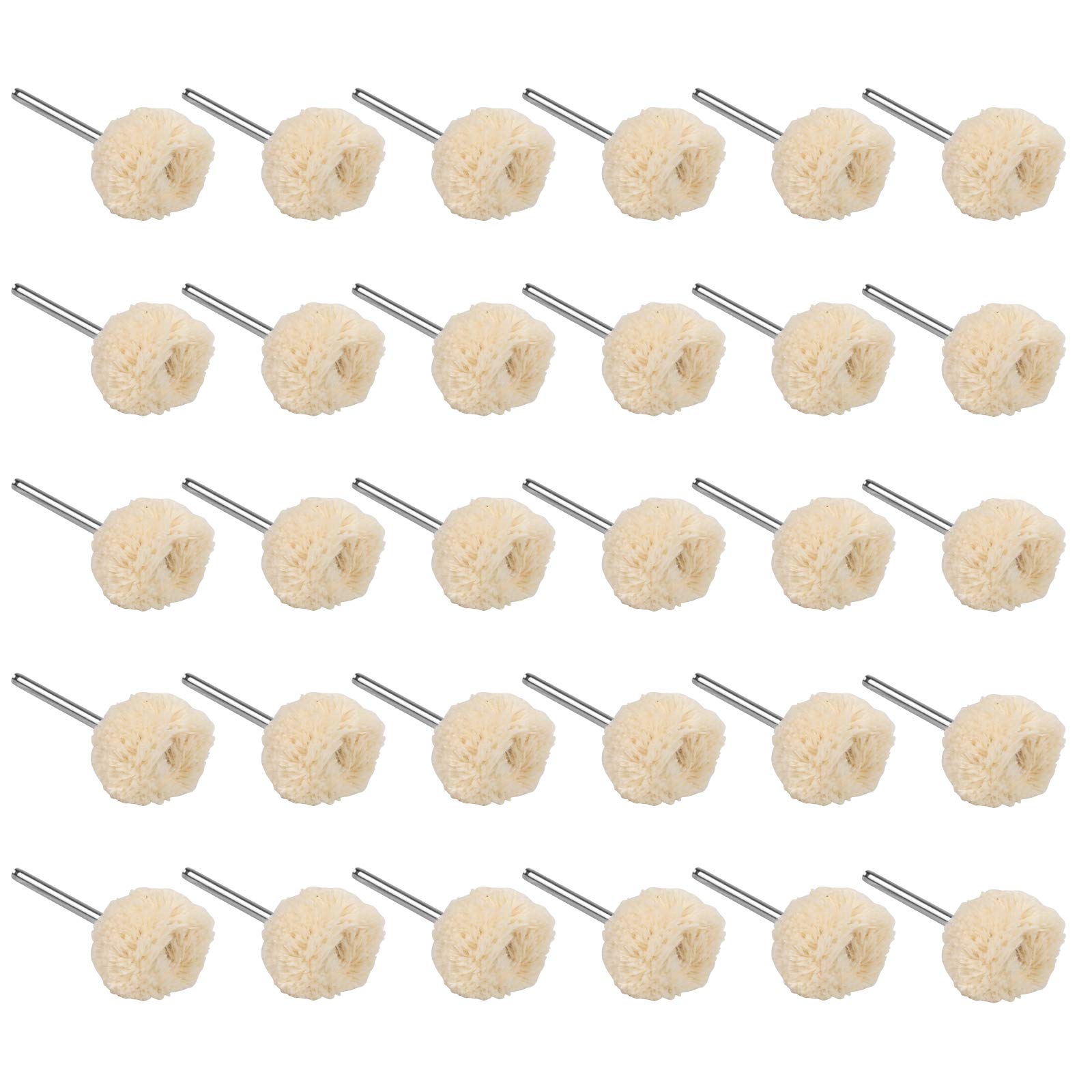 LAITER 30PCS Dremel Accessory Abrasive Buffing Wheel 3mm Dremel Rotary Tools Mini Brush Polishing Kit Wool Polishing Wheel for Rotary Multi Tool Jewelry Glass Metal Wood Sanding Dusting Clean
