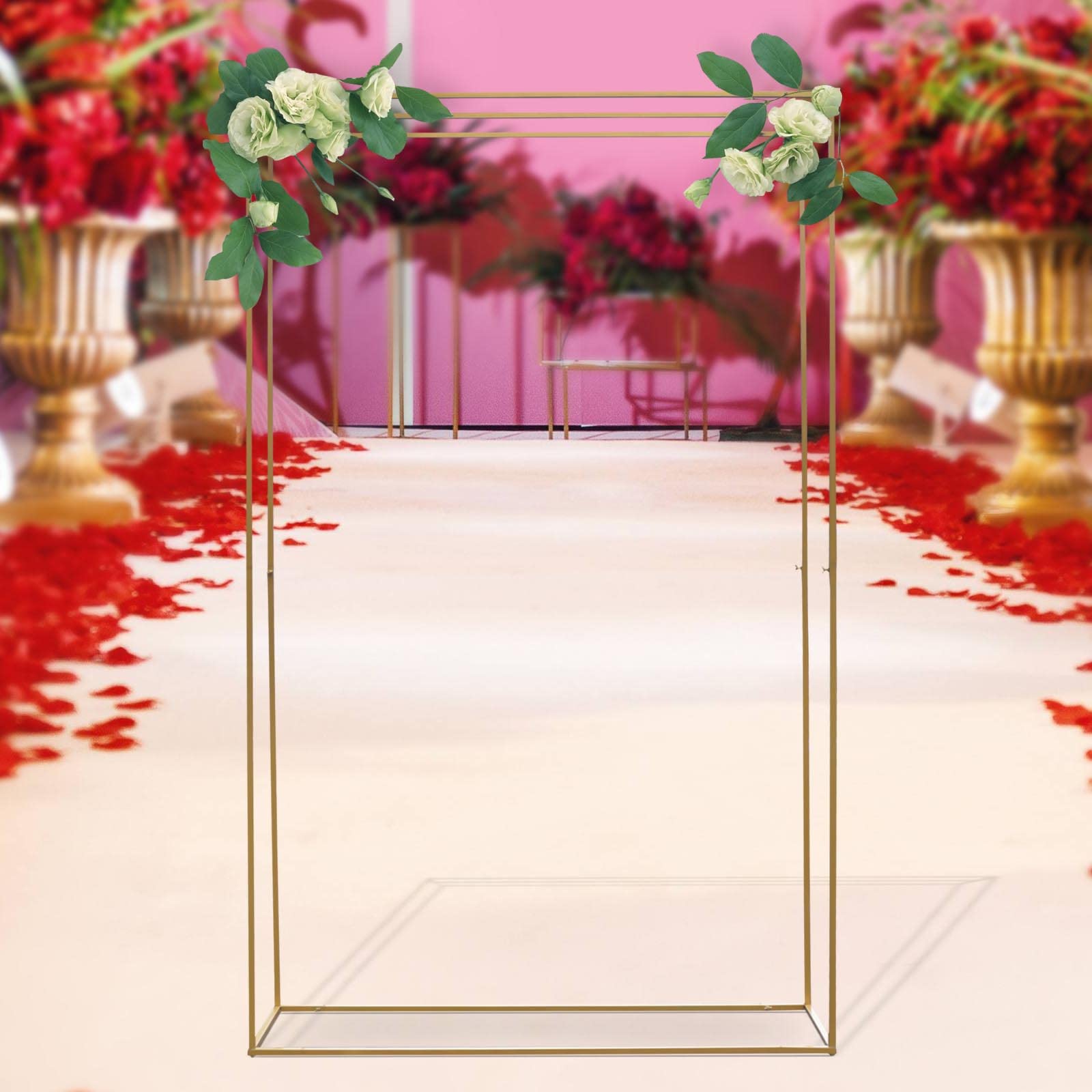 2M*2M bruiloftsfeest achtergrond ballon decoratie rechthoekige boog achtergrond stand DIY vierkant boogframe metaal plaats bruiloftsfeest achtergrond decoratie goud