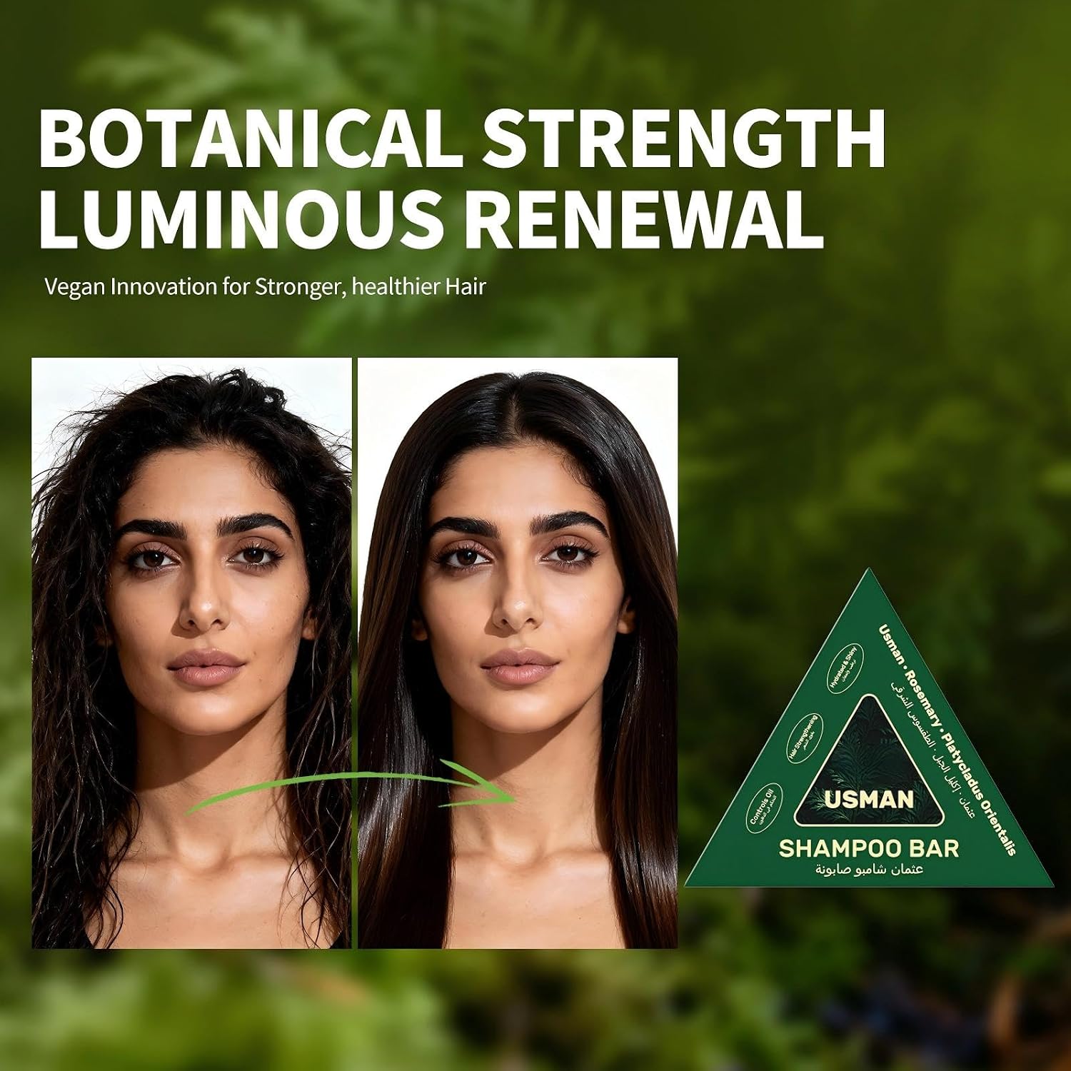 gowwim Usman Grass Shampoo Bar, Nature Triangle Shampoo Bar 3-in-1 Hair Wellness Bar, Calming & Strengthens Hair, Polygonum & Cipressus Orientalis Herbal Soap, Includes Foaming Net image 4