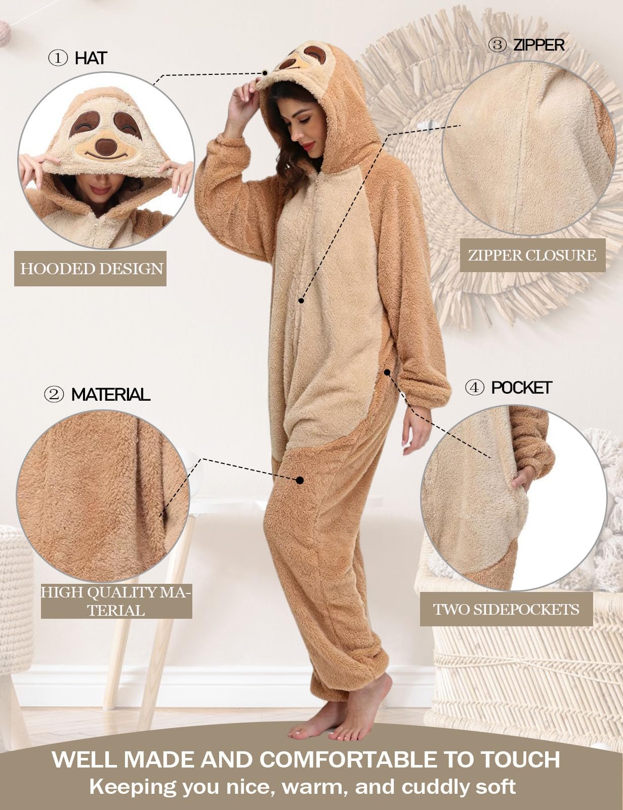 Pyjama Femme Combinaison Vêtements Grenouillère Femme en Polaire Unisexe Animal Costume Homewear Party Onesie