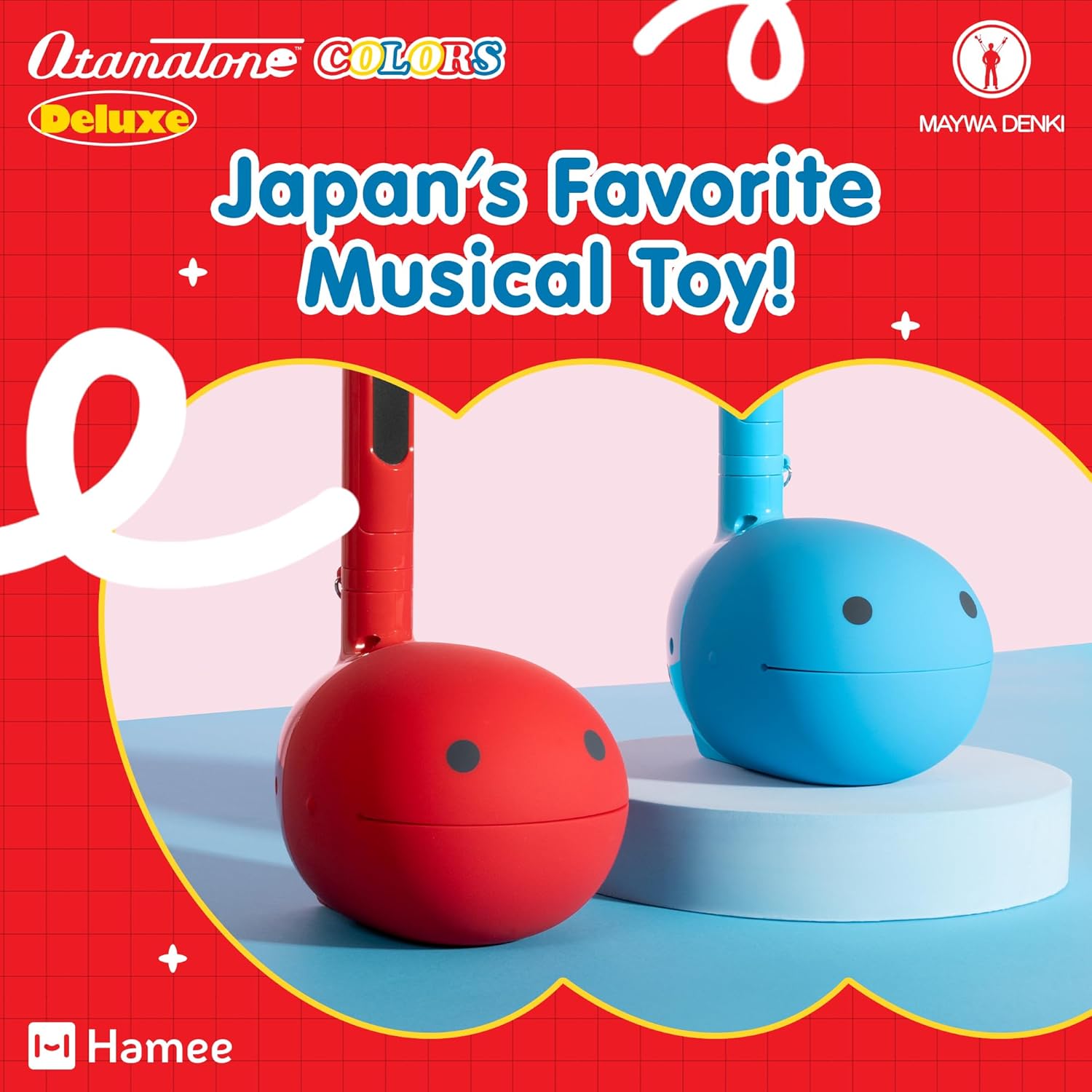 Otamatone Deluxe Electronic Musical Instrument for Adults Portable Synthesizer Digital Electric Music from Japan by Cube/Maywa Denki Cool Stuff Gifts, Red [English Manual]