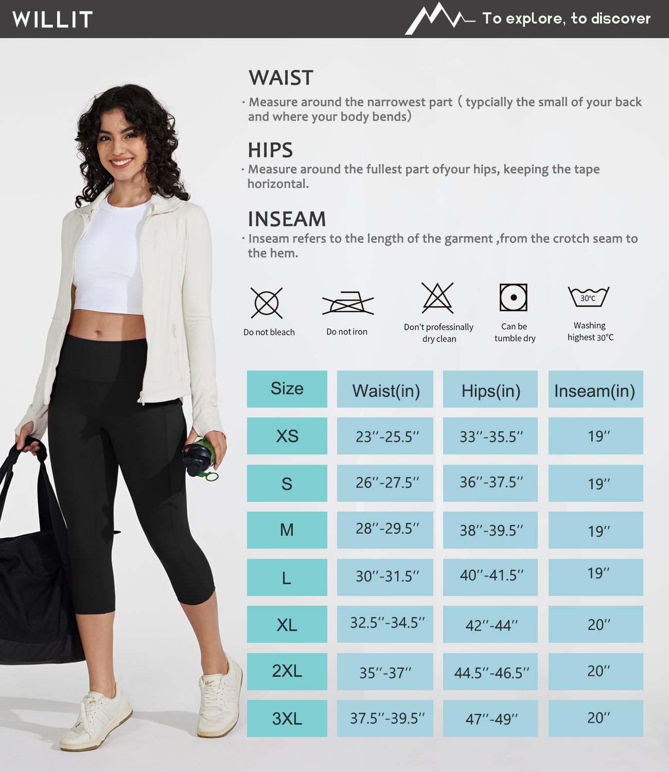 WILLIT Damen Capri Leggings Sommer 3/4 Hohe Taille Leggins mit Taschen Elastische Blickdicht Caprishosen für Yoga Cycling Gym