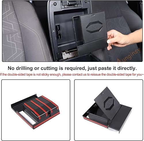 Vista 10 de Aunginsy Caja de almacenamiento para consola de reposabrazos compatible con Toyota Tacoma 2016-2023, barandilla de consola central, caja