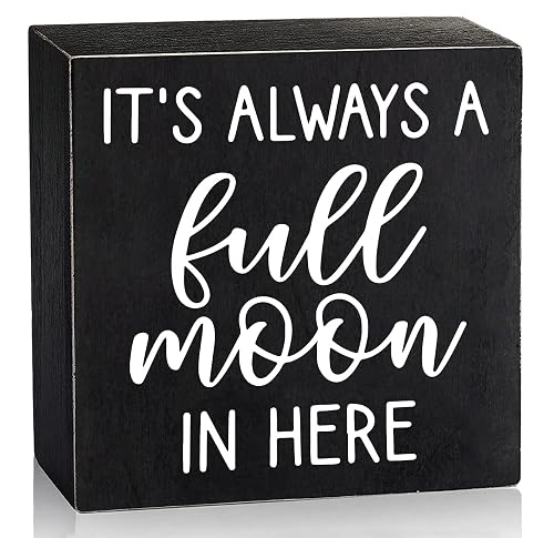 Wood Box Sign Cute Bathroom Decor Always a Full Moon
