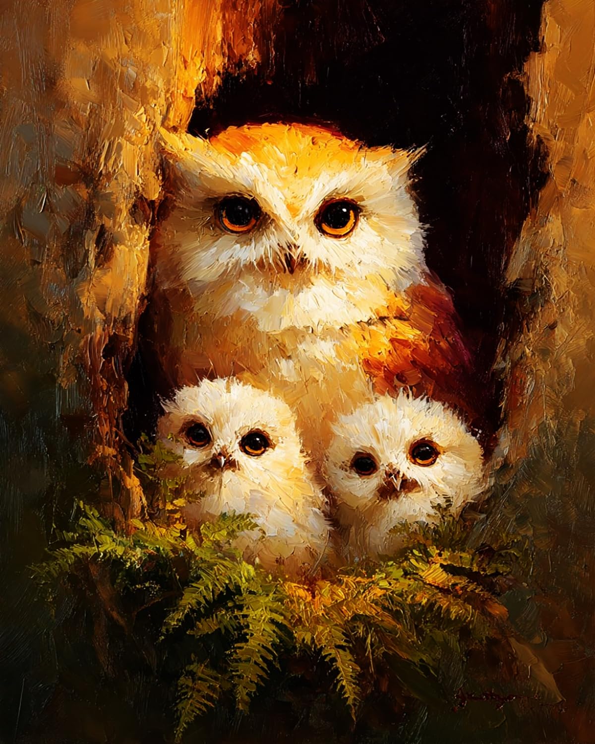 Liubaishi Multicolour Paint By Numbers For Adults, Owl With Owlets, 40X50 Cm Acrylic Canvas Kit With Brushes And Paints