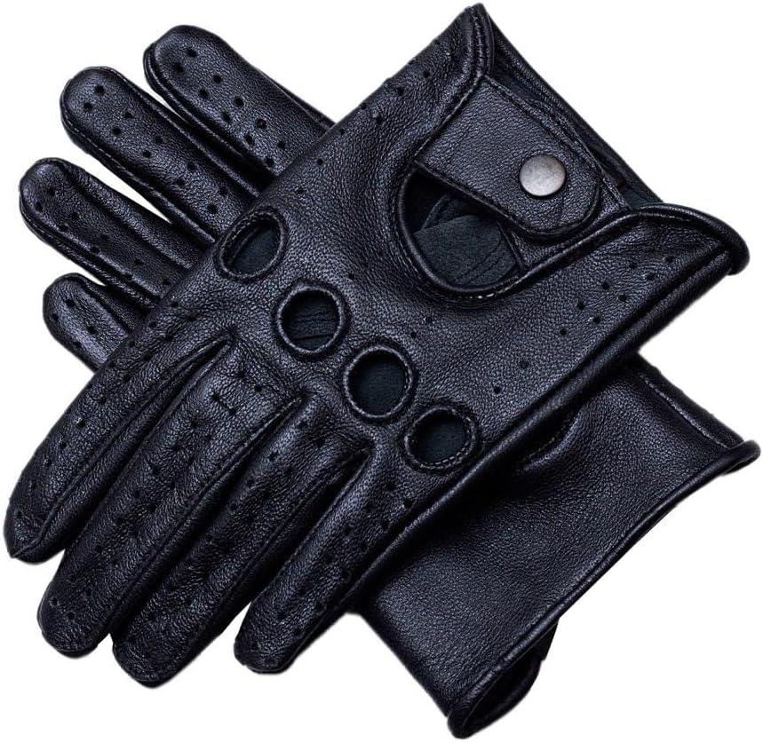 Men's Full Finger Driving Gloves, Riding Gloves, Biking Leather Gloves (Black)