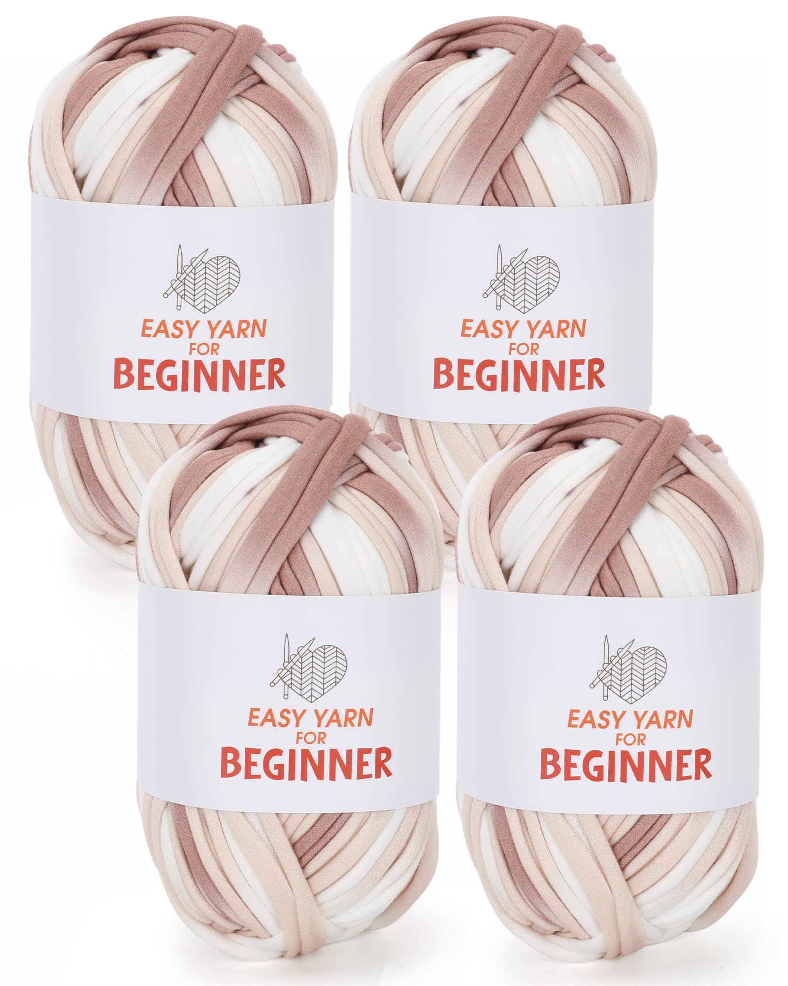 T-Shirt Yarn for Crocheting & Knitting - 4 PCS Chunky Thick Yarn for Bags, Blankets, Cushions, Slippers & Storage Baskets - 100g4 (3.5oz4) - DIY Handmade Knitting Gift