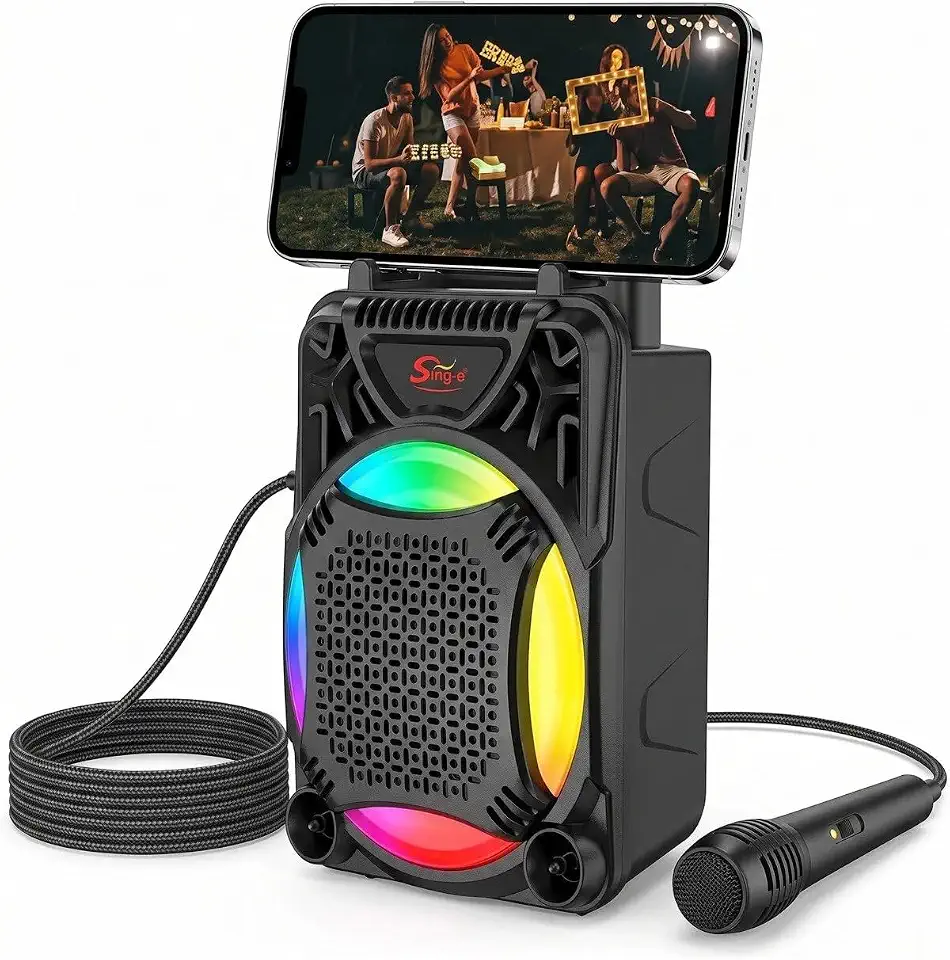 Portable Party Speaker with Powerful Sound and Amplifier Super Bass - Bright Colors with Microphone and Phone Mount for Endless Music Fun | sqz-1367