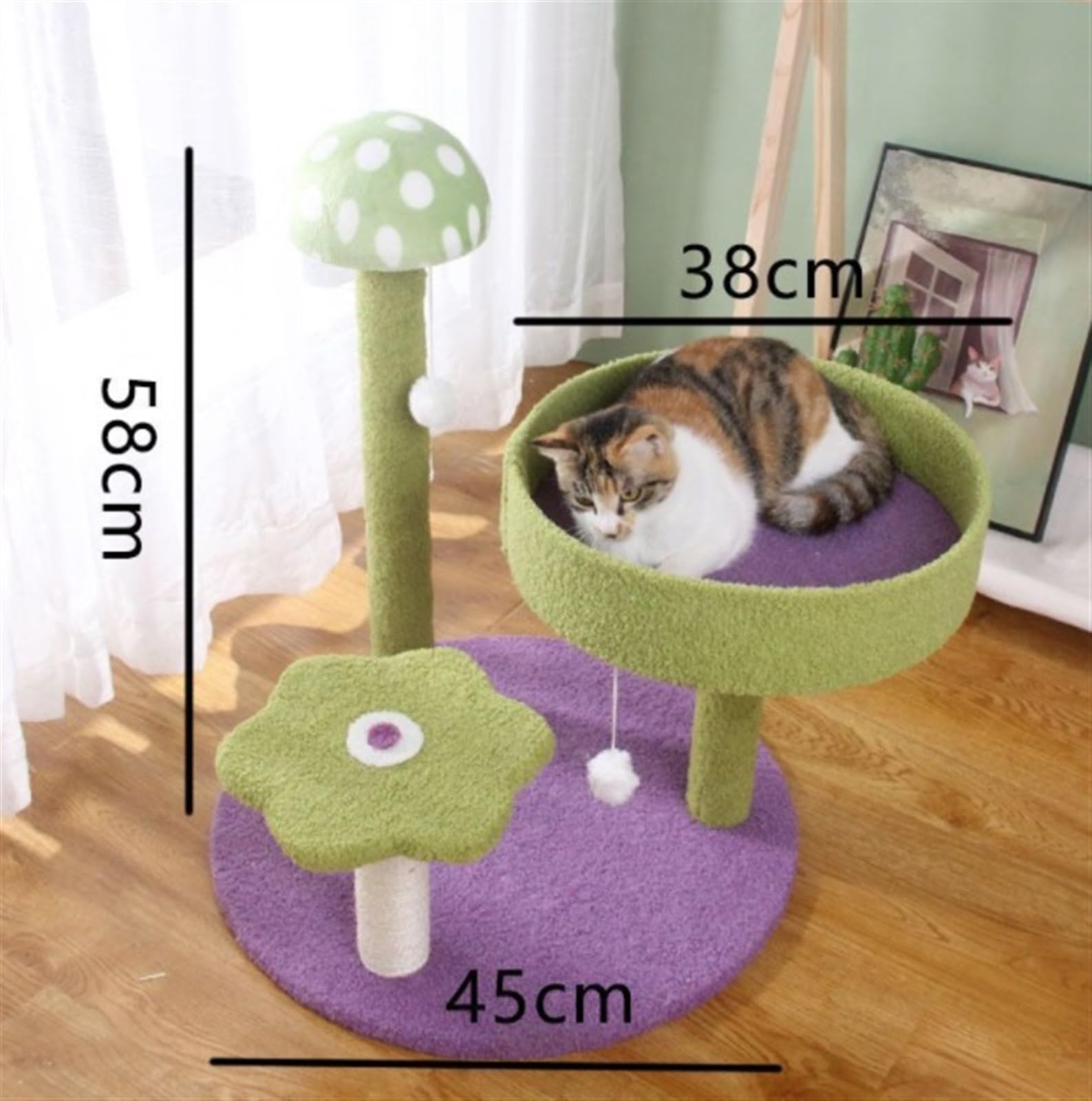 Albero Gatti Struttura da Arrampicata per Gatti Fungo Forniture per Animali Domestici per Tiragraffi per Divertenti Torre per per Interni Mobili(Grün)