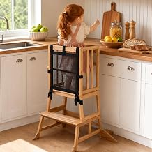 COSYLAND Toddler Kitchen Step Stool Helper 1.5-3 Years Natural